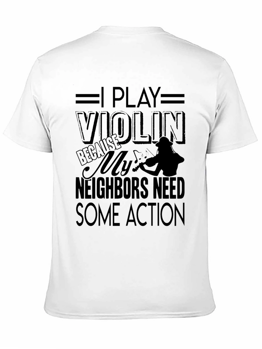 I Play Violin Black Graphic T-Shirt Musician Tee