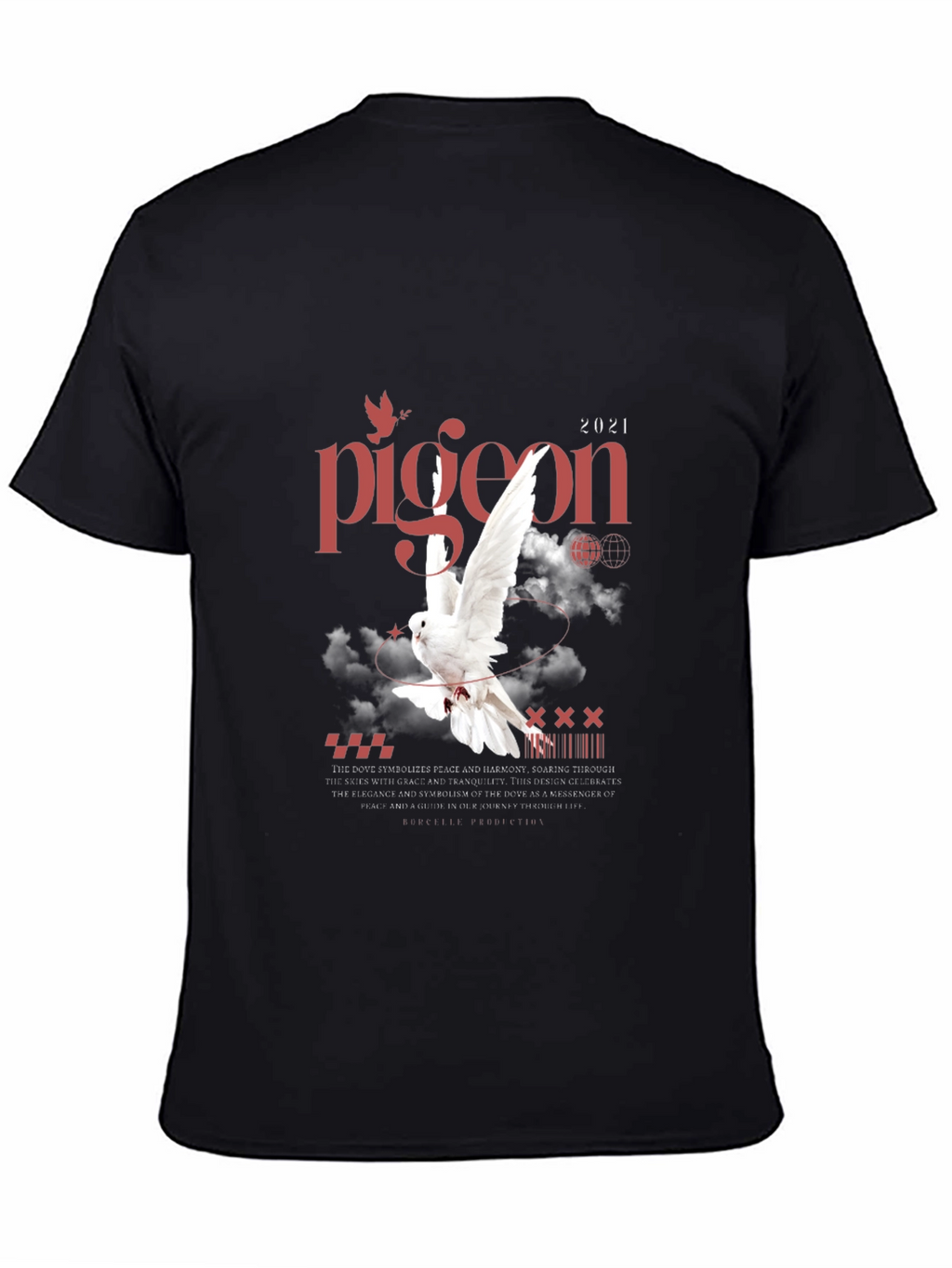 Pigeon Peace Graphic Black T-Shirt