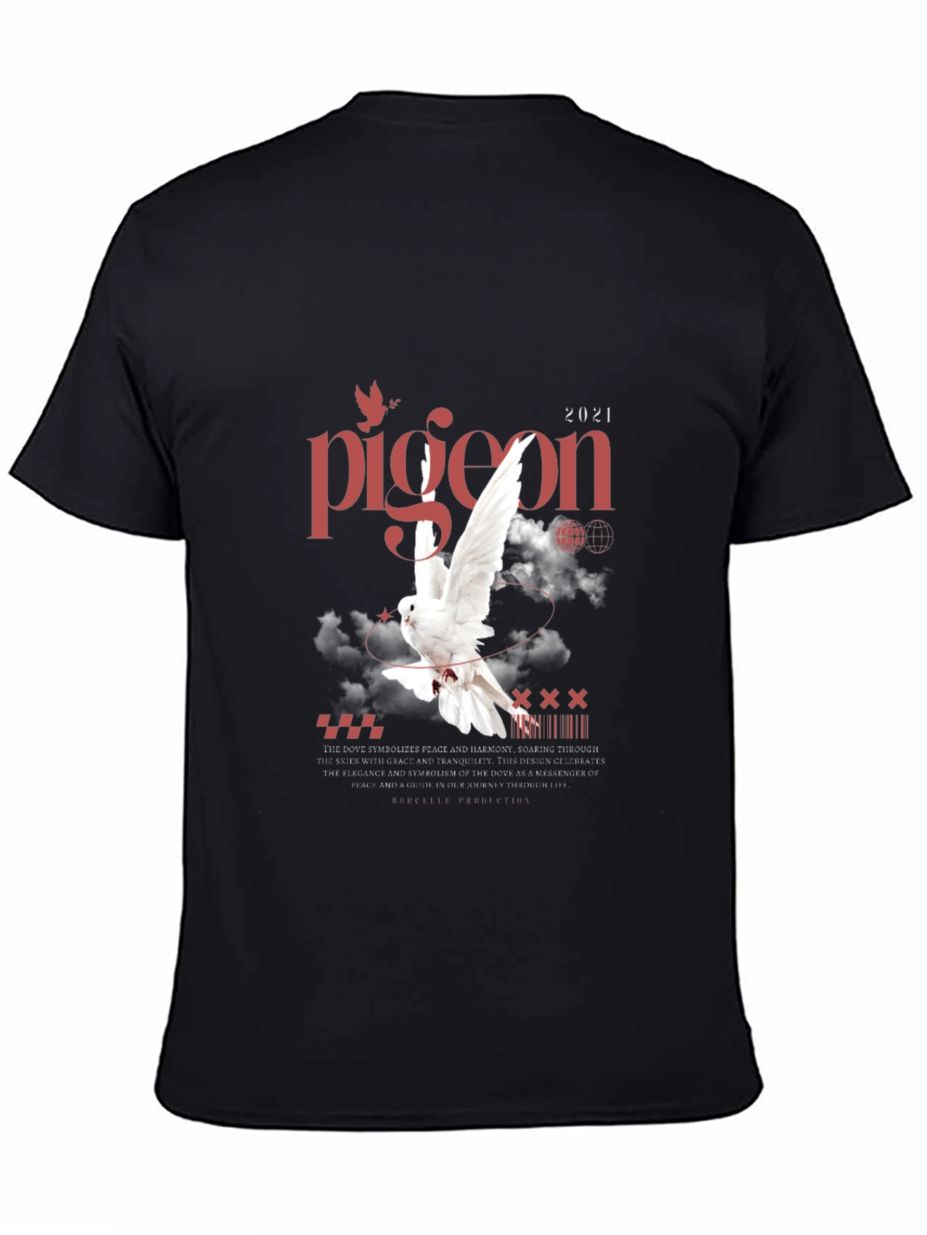 Pigeon Peace Graphic Black T-Shirt