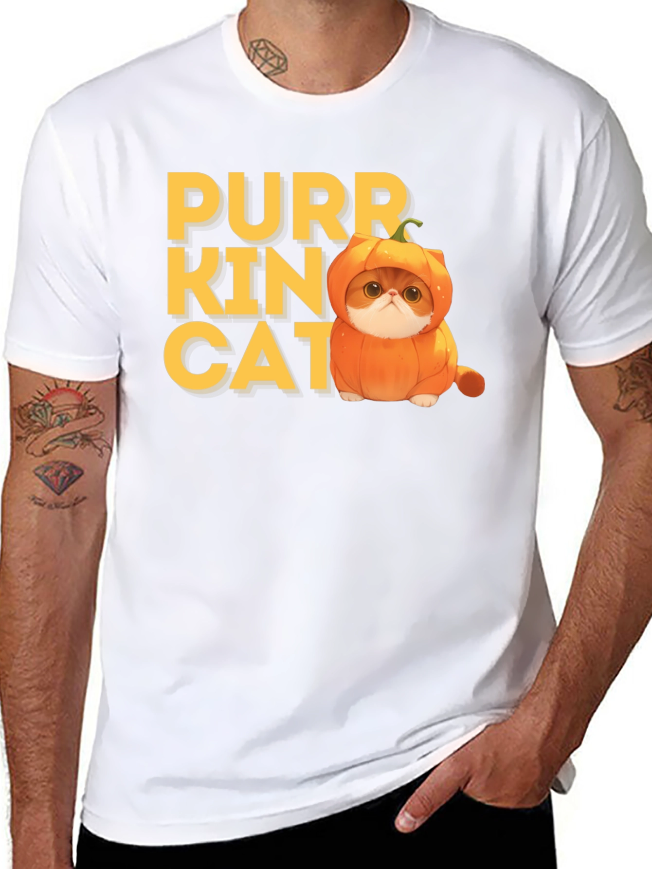 Purr-kin Cat T-shirt: Halloween Cat in Pumpkin