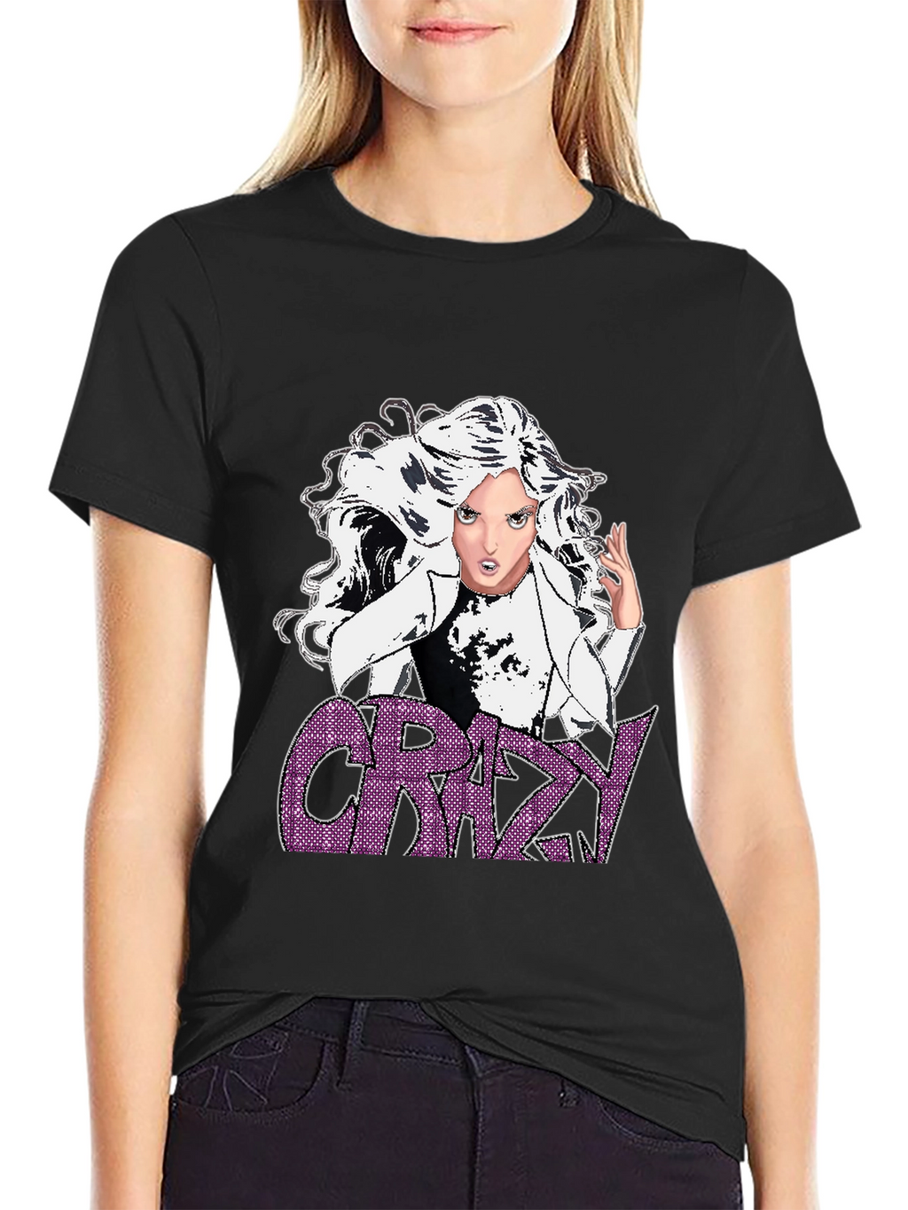 Crazy Graphic T-Shirt - Black - Anime Style