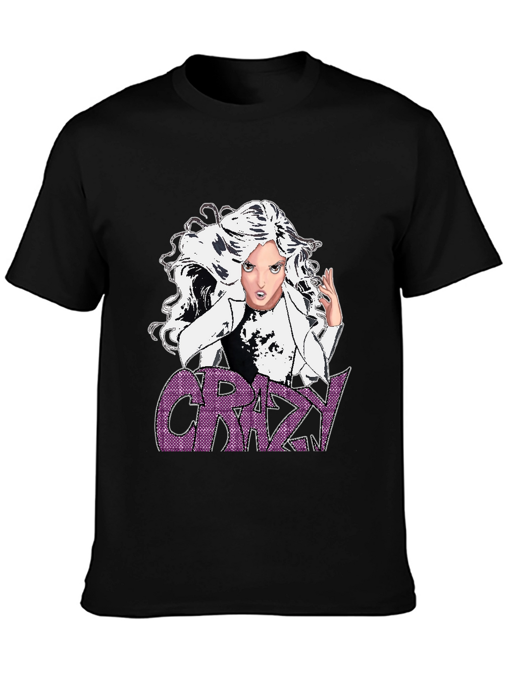 Crazy Graphic T-Shirt - Black - Anime Style