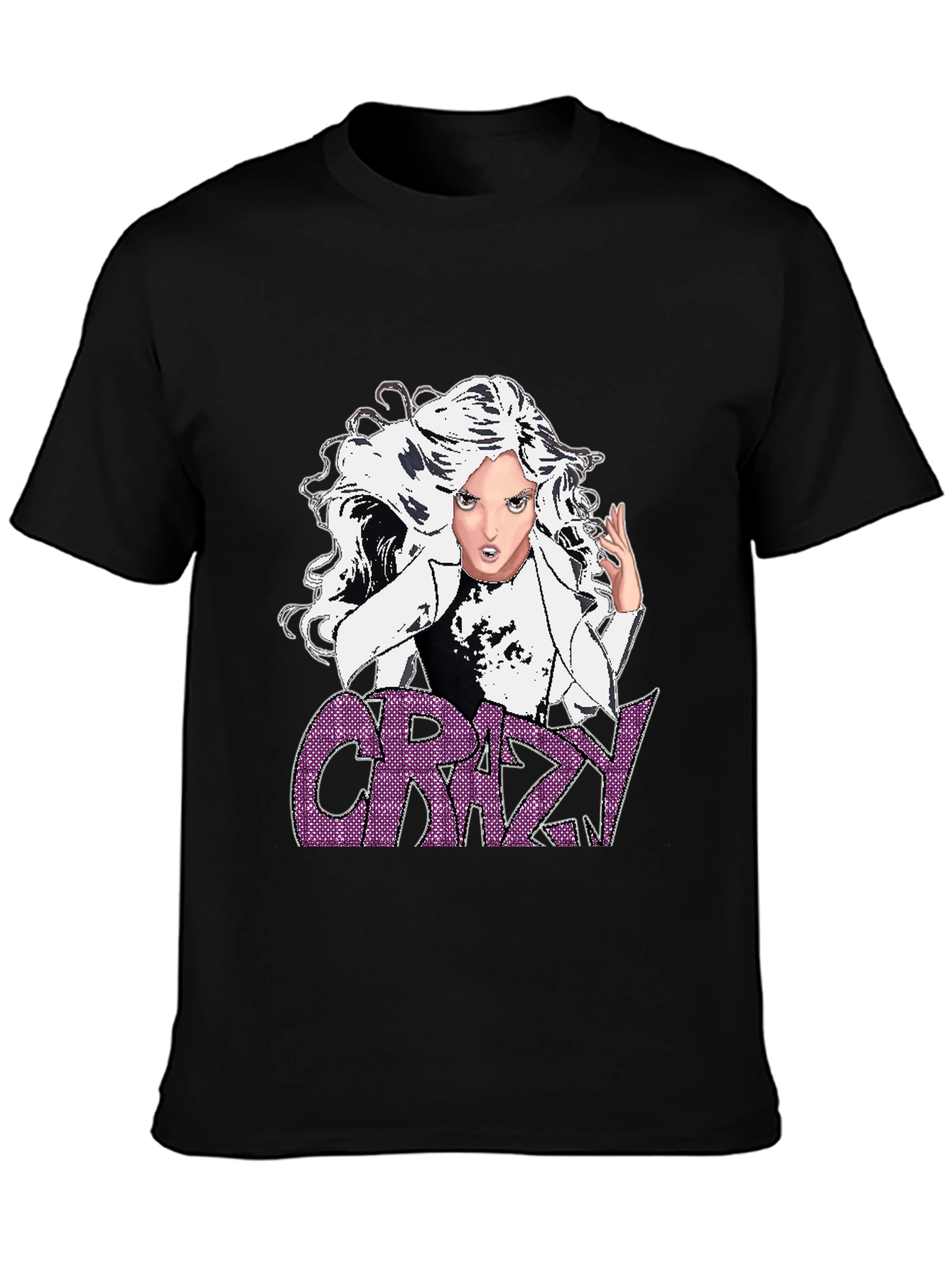 Crazy Graphic T-Shirt - Black - Anime Style
