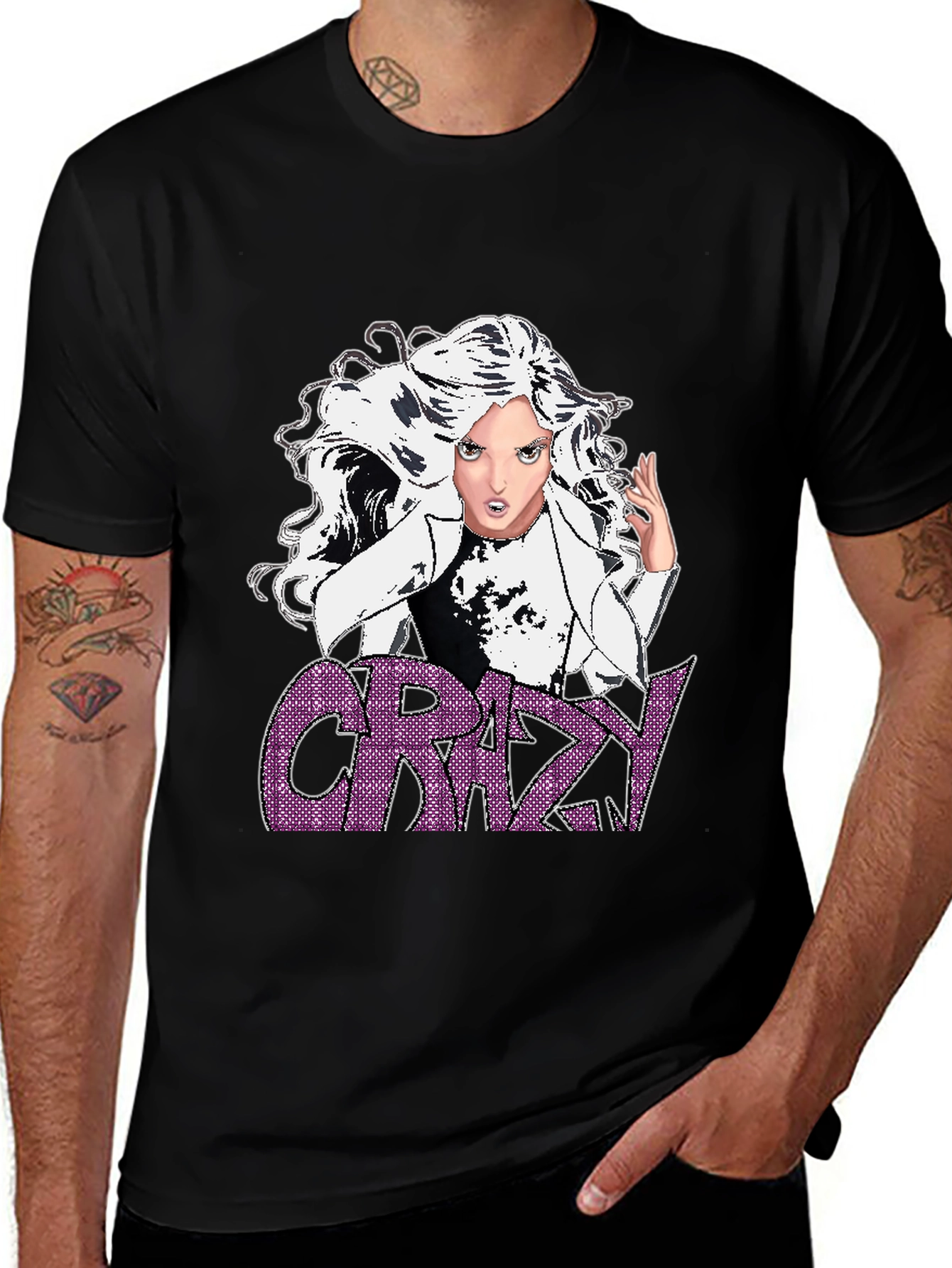 Crazy Graphic T-Shirt - Black - Anime Style