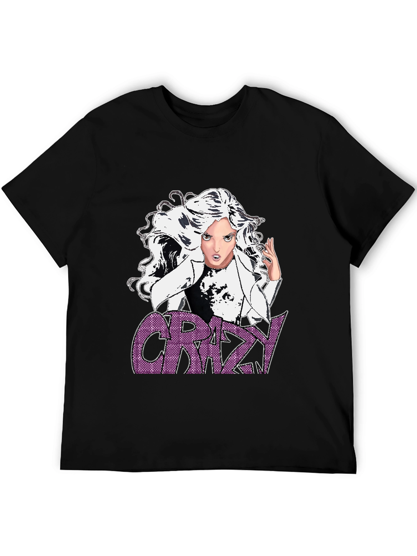 Crazy Graphic T-Shirt - Black - Anime Style