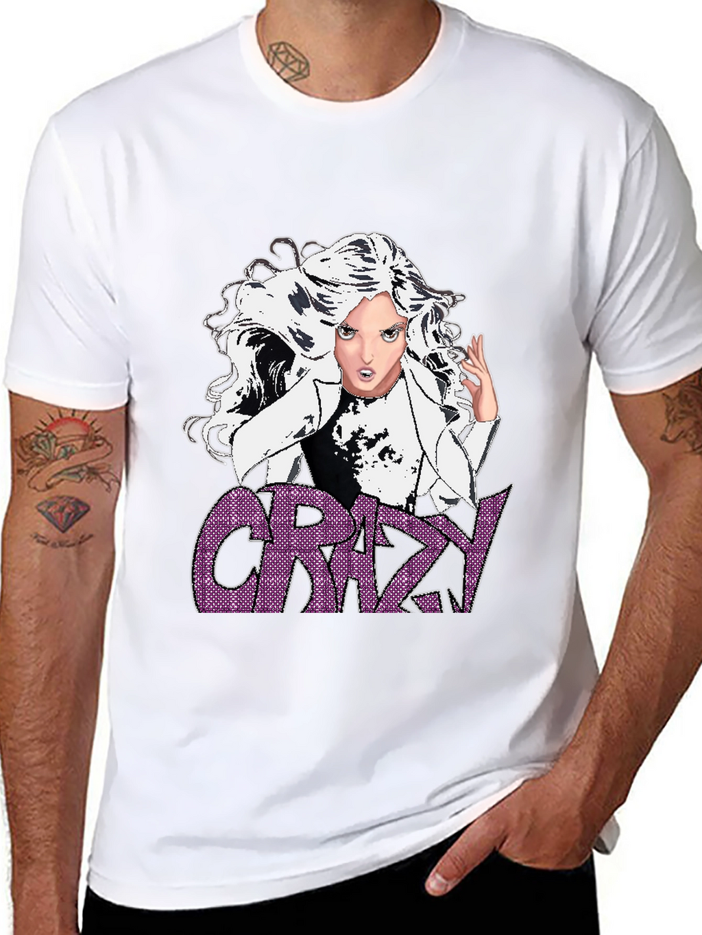 Crazy Graphic T-Shirt - Black - Anime Style