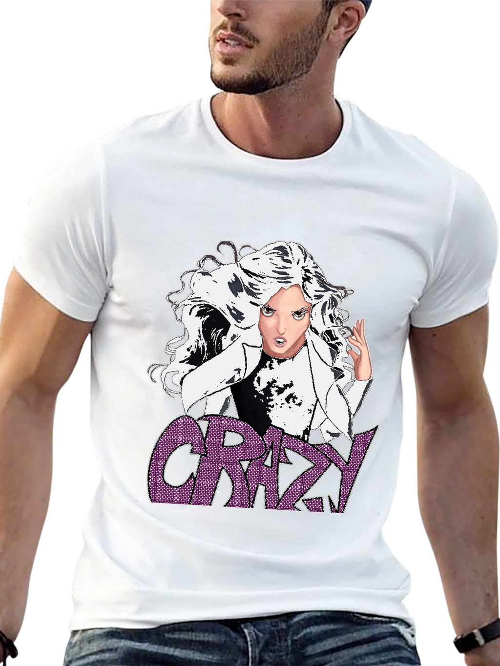 Crazy Graphic T-Shirt - Black - Anime Style