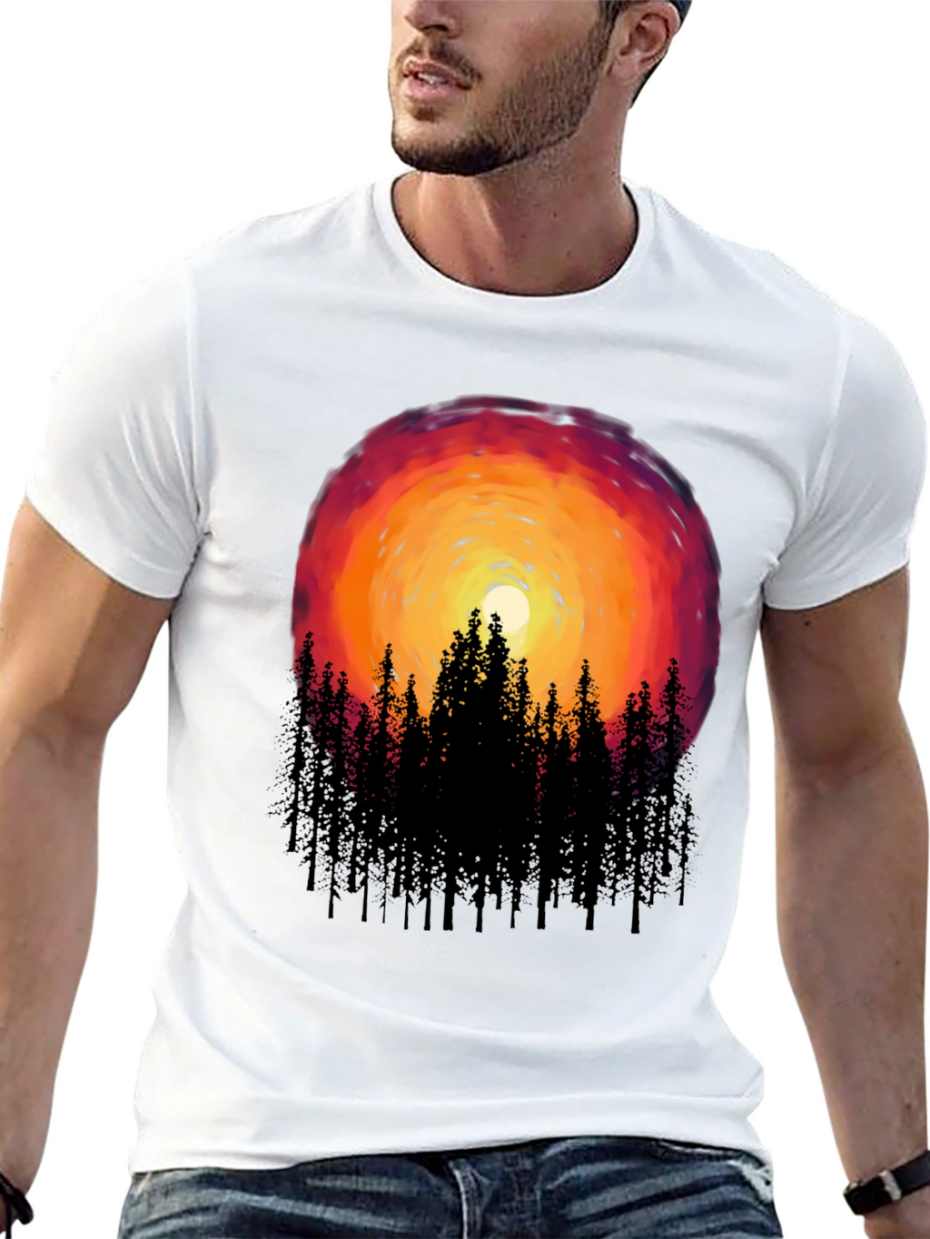 Sunset Forest Graphic Tee - Black
