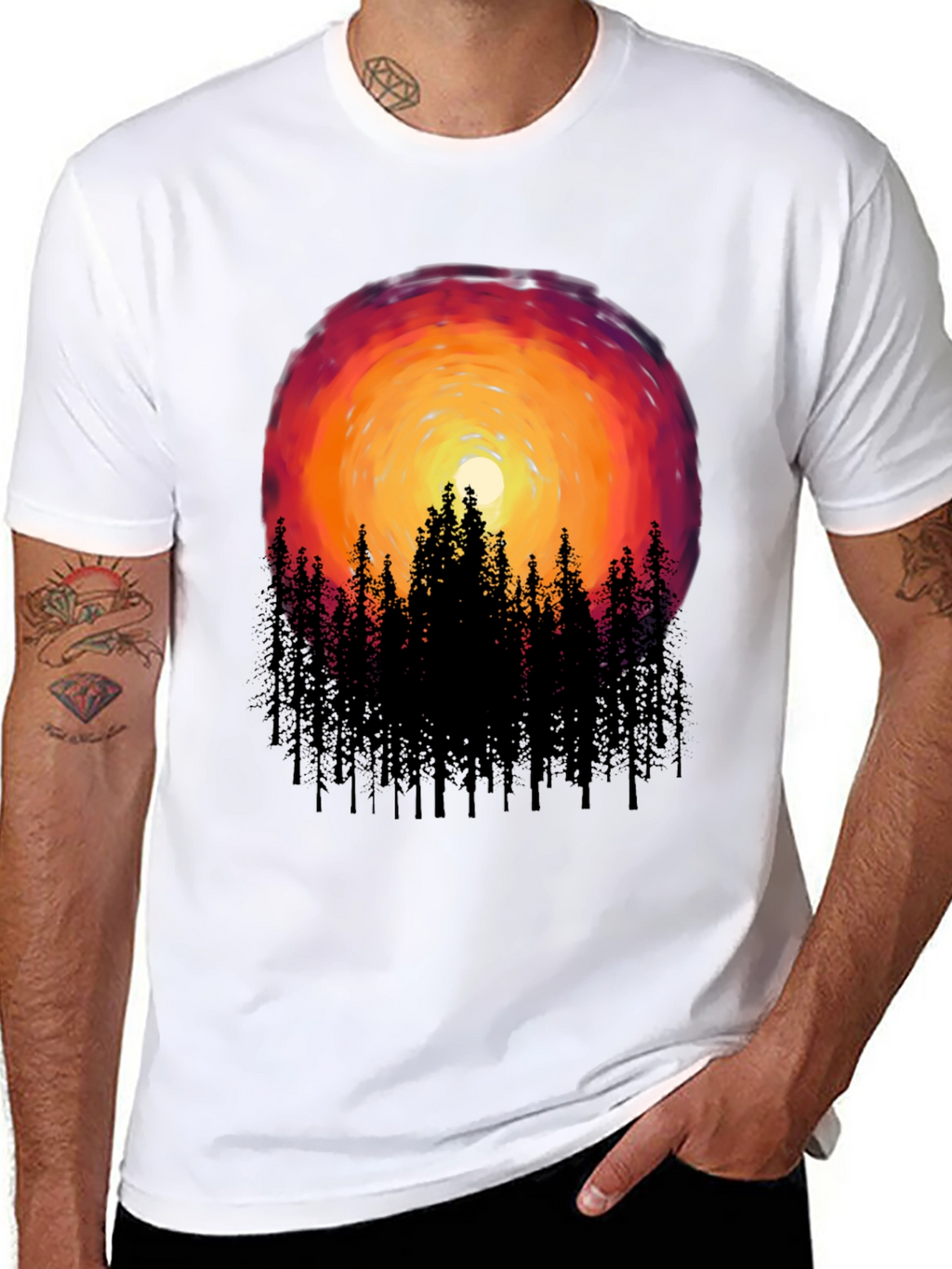 Sunset Forest Graphic Tee - Black