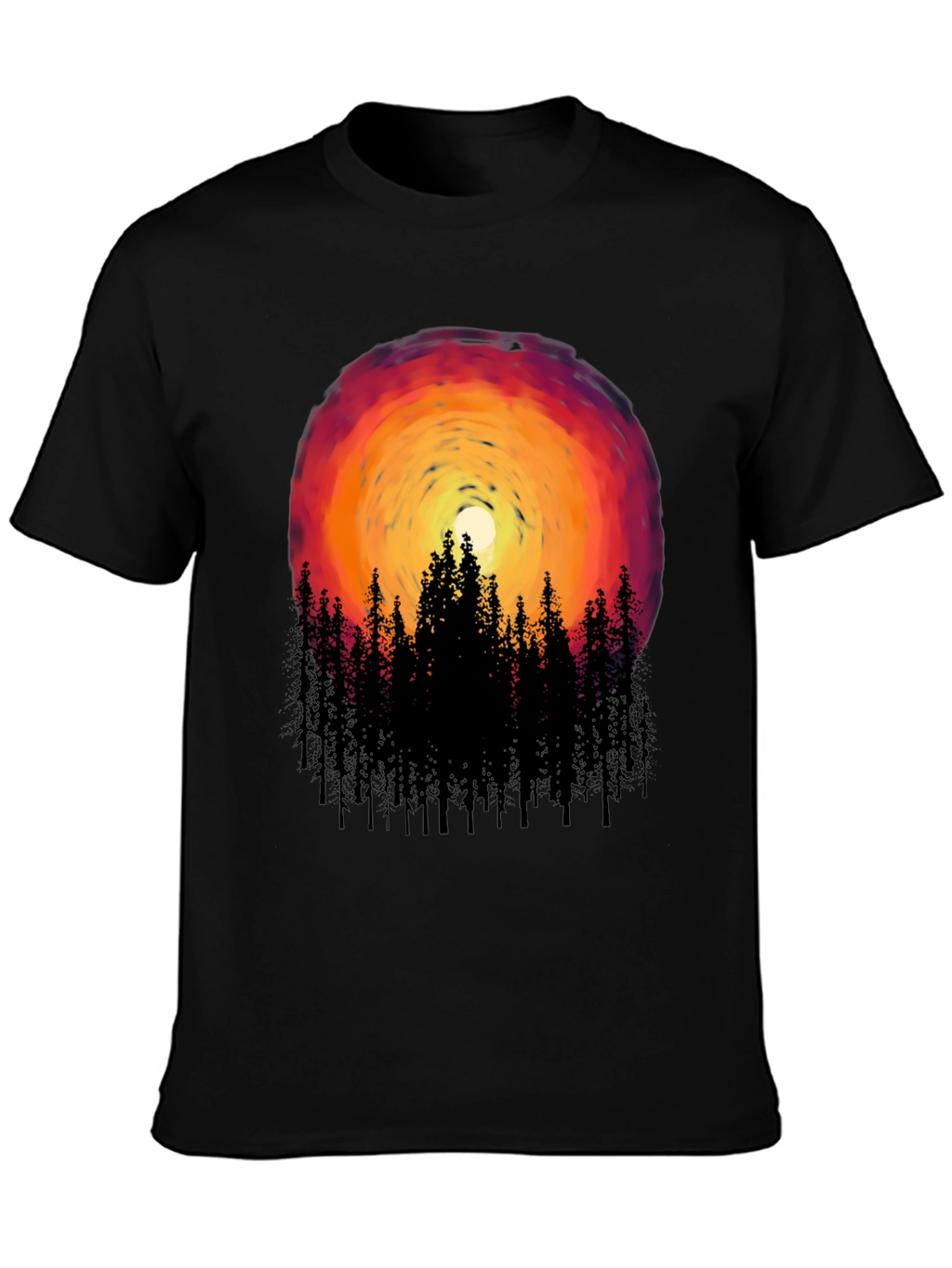 Sunset Forest Graphic Tee - Black