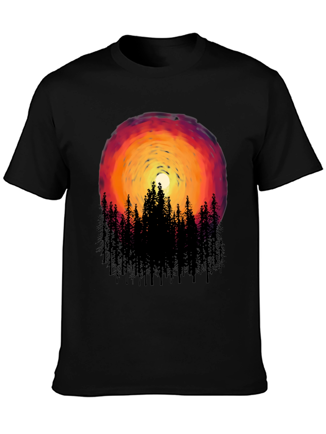 Sunset Forest Graphic Tee - Black