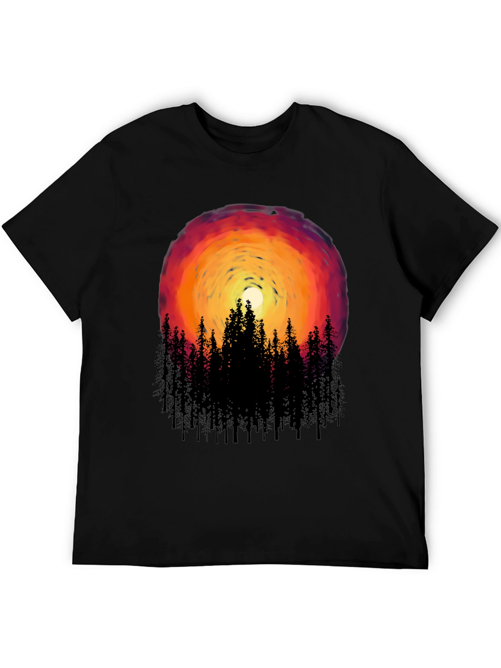 Sunset Forest Graphic Tee - Black