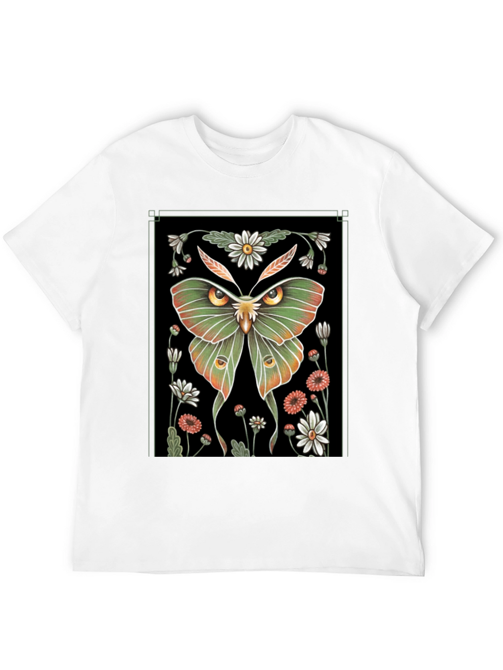 Botanical Moth T-Shirt - Artistic Graphic Tee