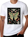Botanical Moth T-Shirt - Artistic Graphic Tee