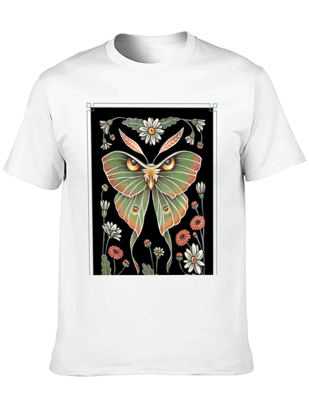 Botanical Moth T-Shirt - Artistic Graphic Tee