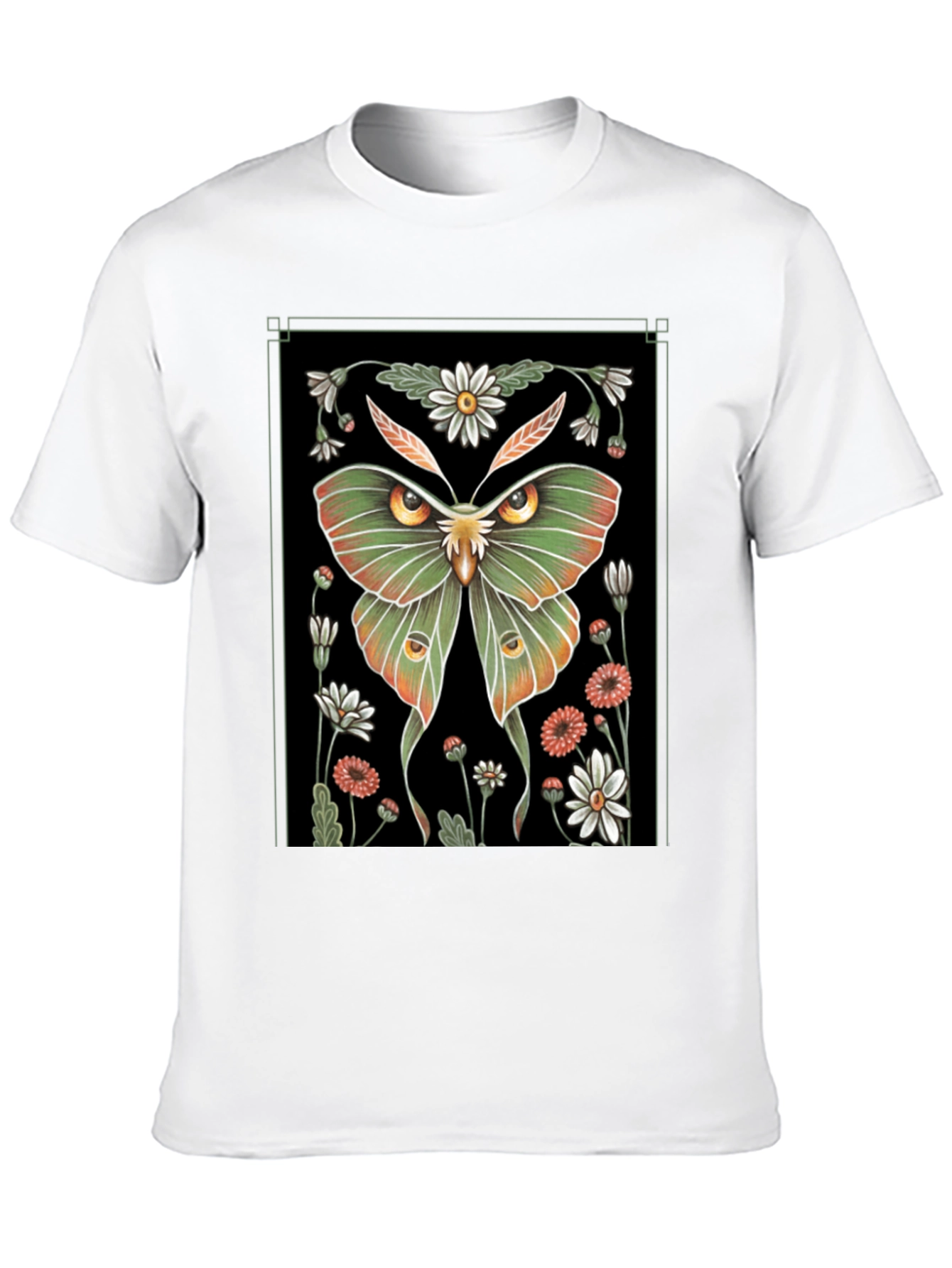 Botanical Moth T-Shirt - Artistic Graphic Tee