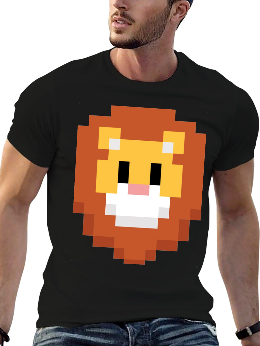 Pixel Lion Graphic Tee - Retro Style