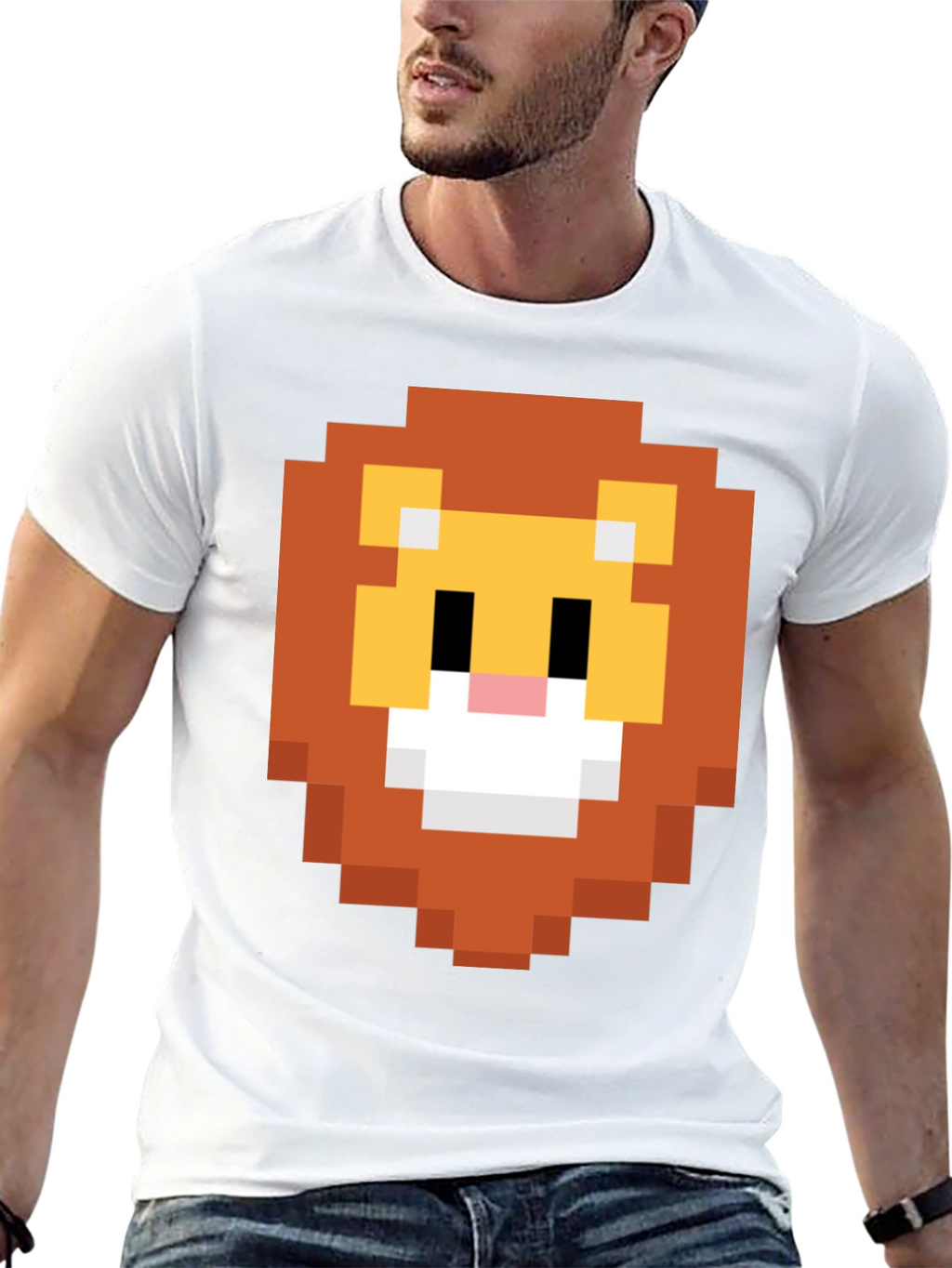 Pixel Lion Graphic Tee - Retro Style