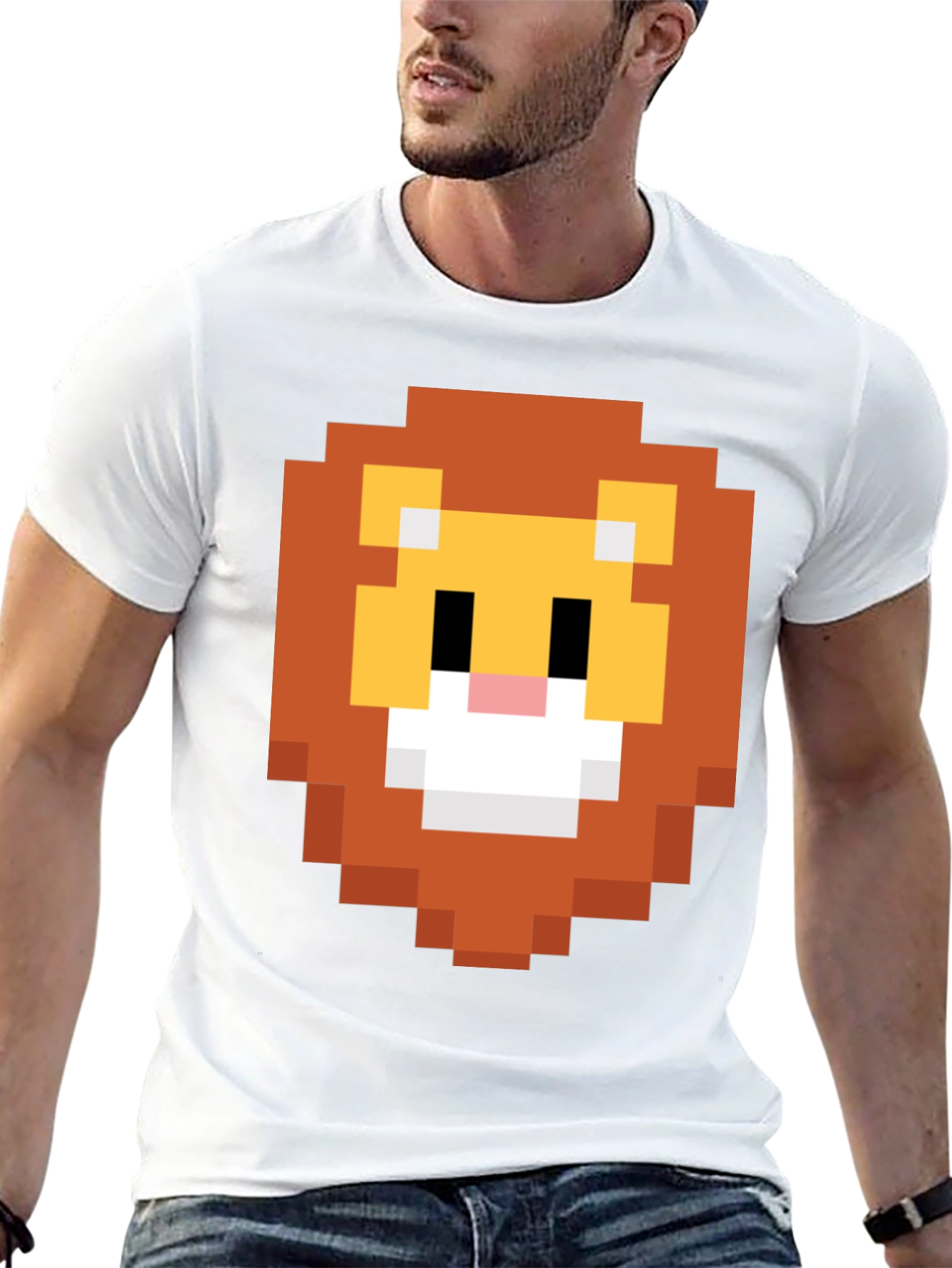 Pixel Lion Graphic Tee - Retro Style
