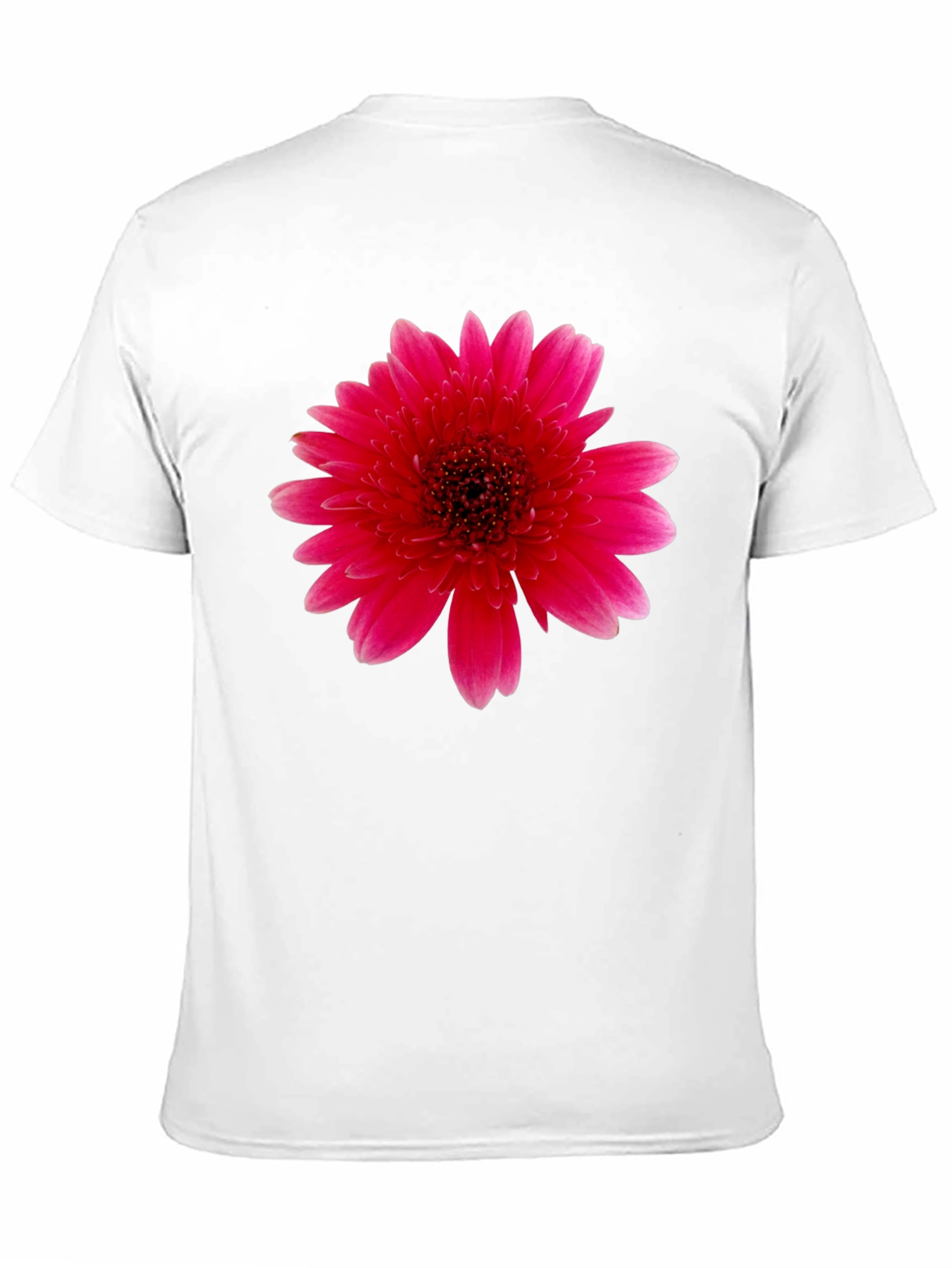 Vibrant Pink Gerbera Flower Black T-Shirt