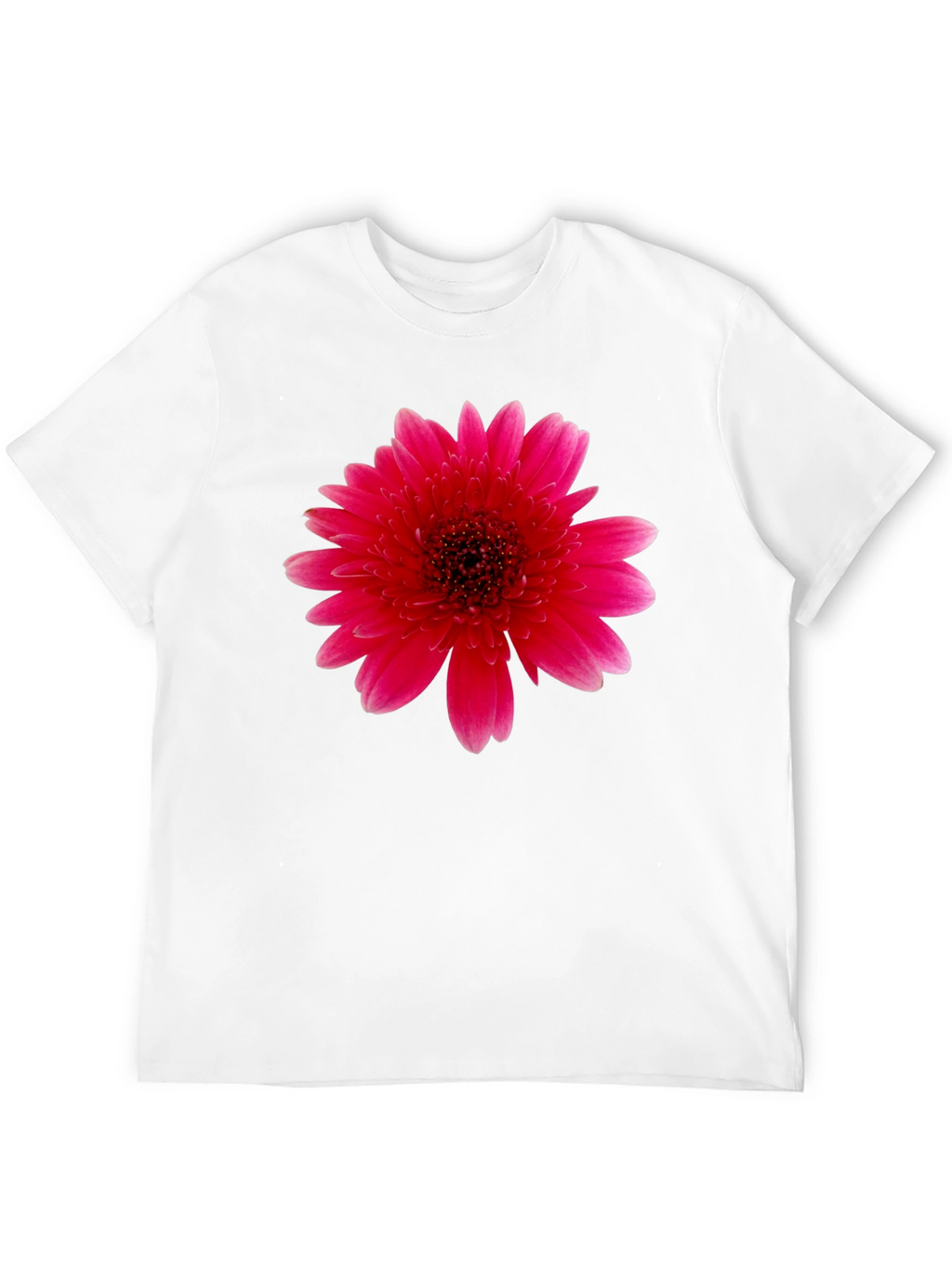 Vibrant Pink Gerbera Flower Black T-Shirt