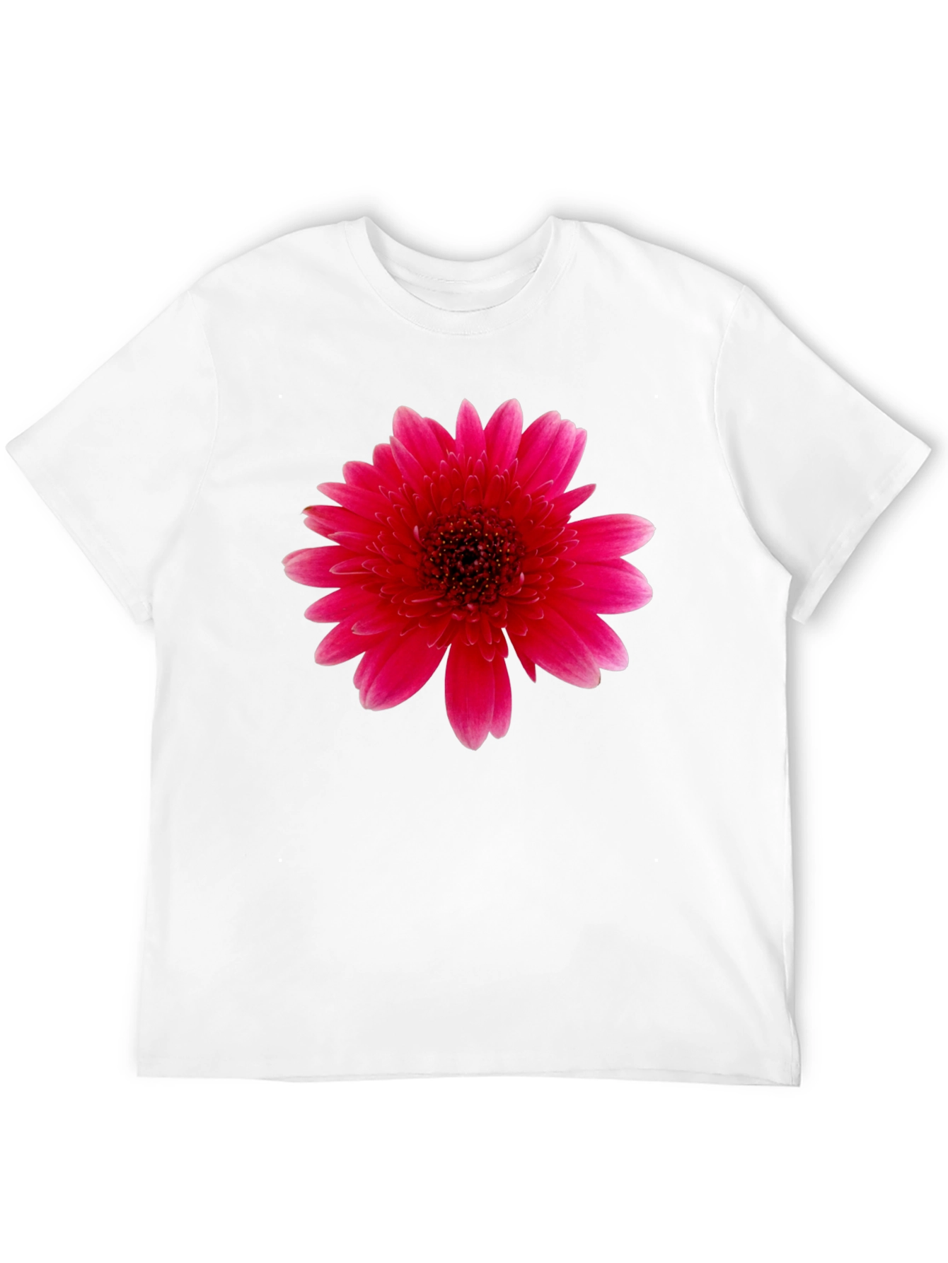 Vibrant Pink Gerbera Flower Black T-Shirt