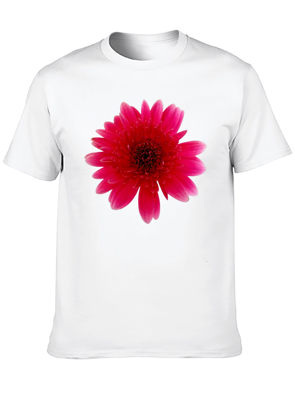Vibrant Pink Gerbera Flower Black T-Shirt