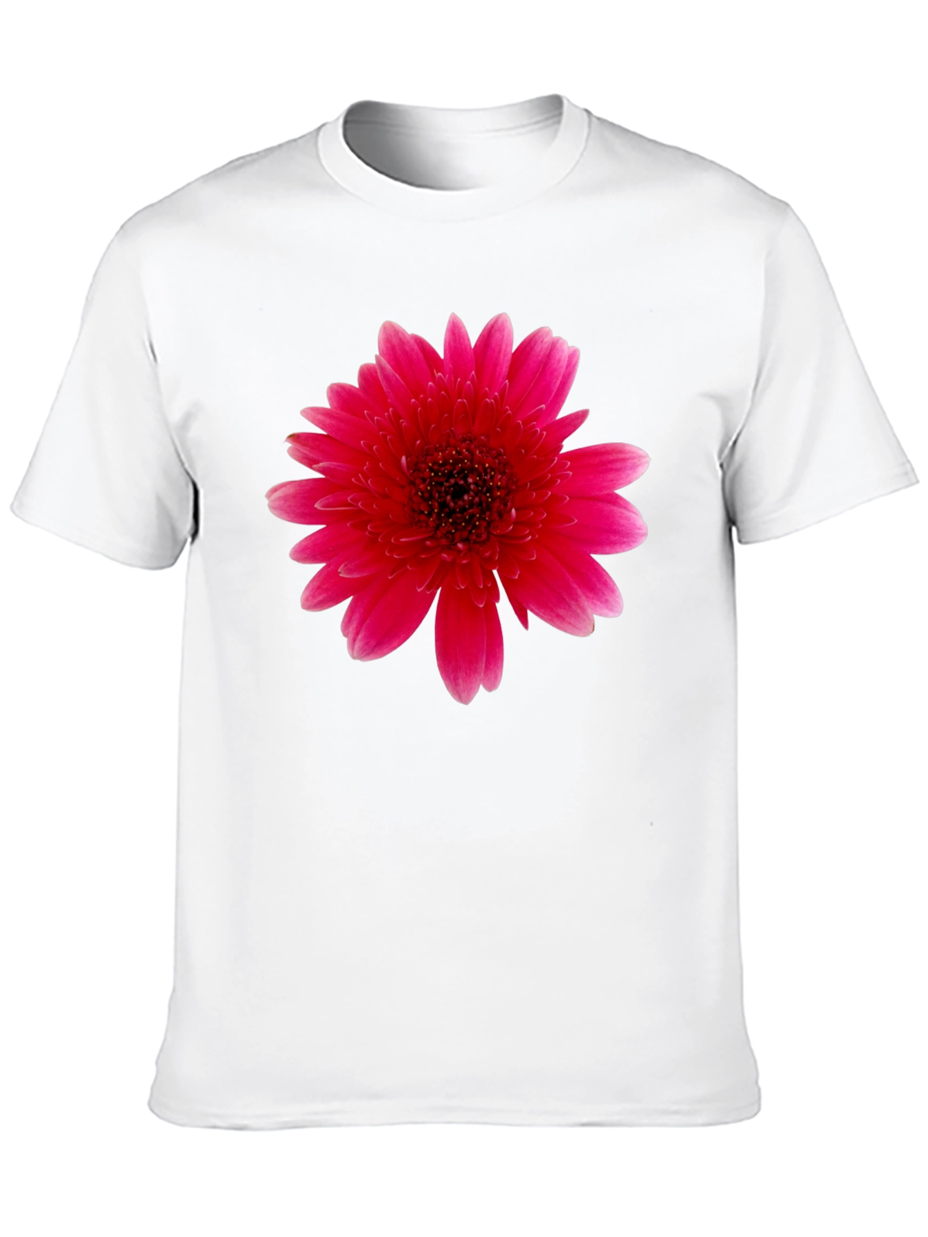 Vibrant Pink Gerbera Flower Black T-Shirt