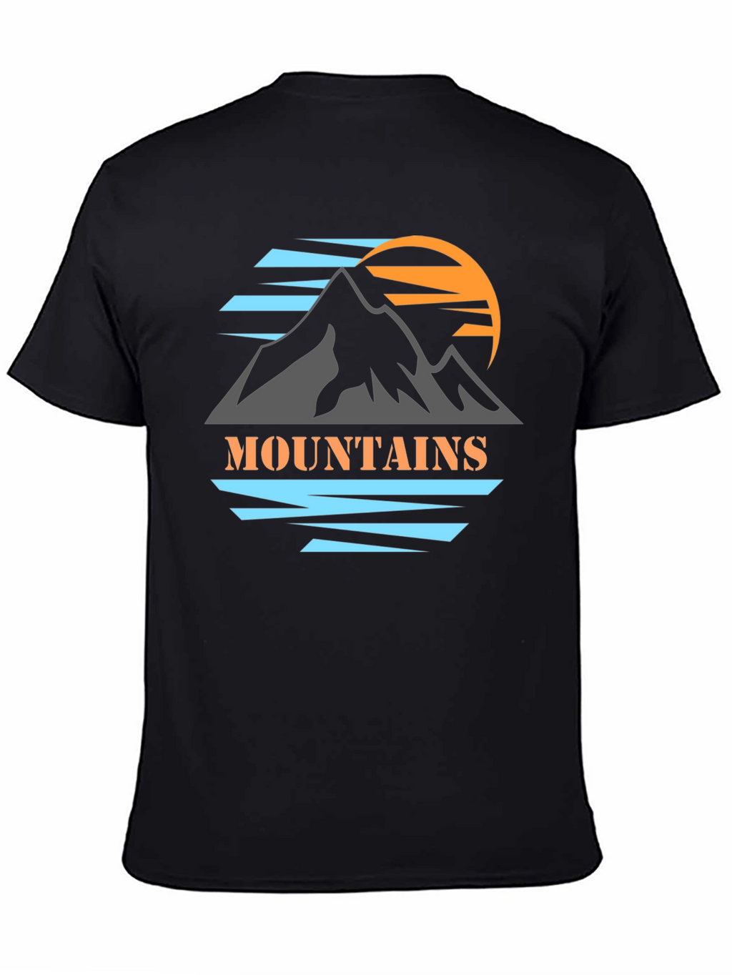 Mountains Graphic Print Black T-Shirt