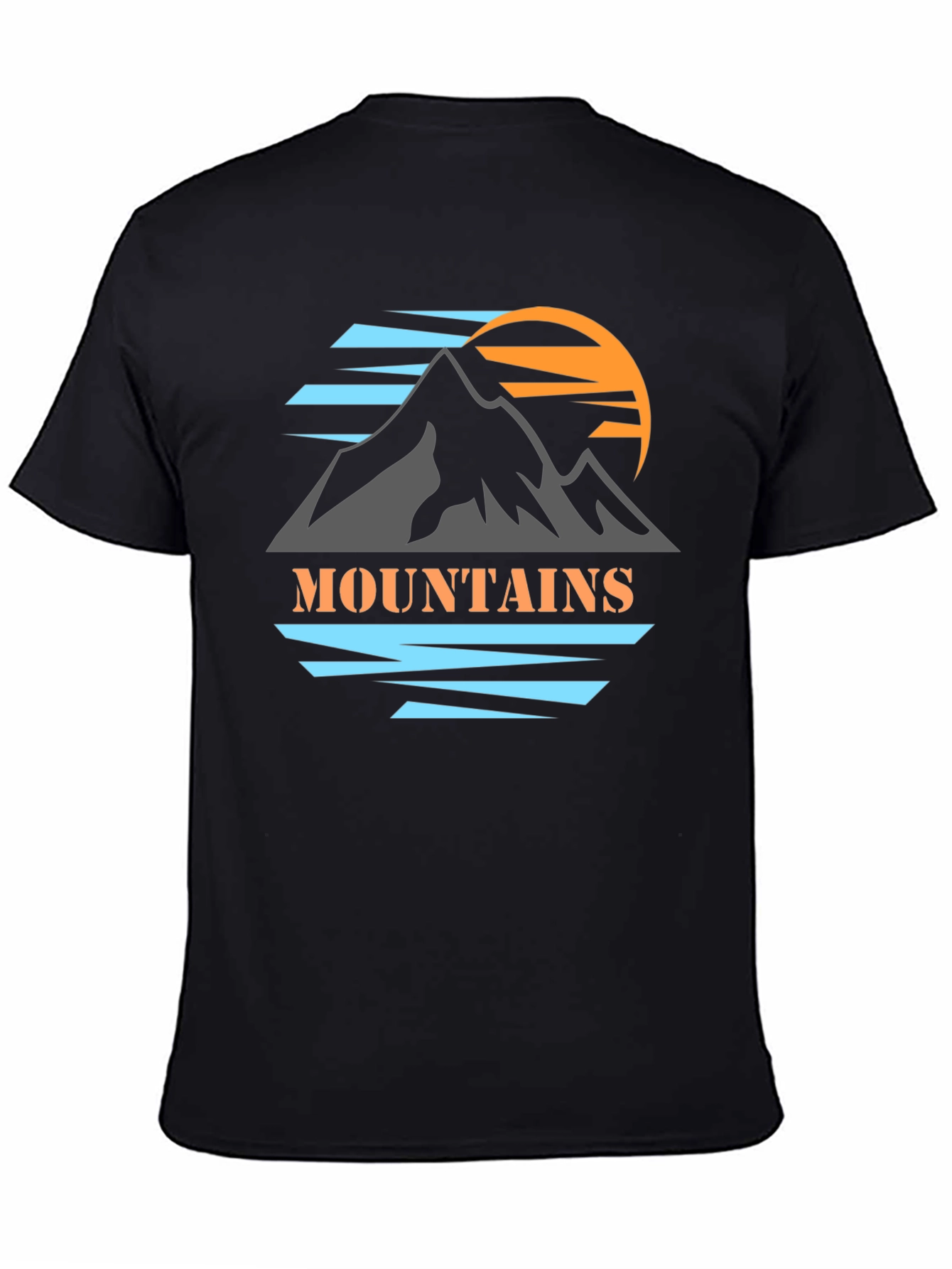 Mountains Graphic Print Black T-Shirt
