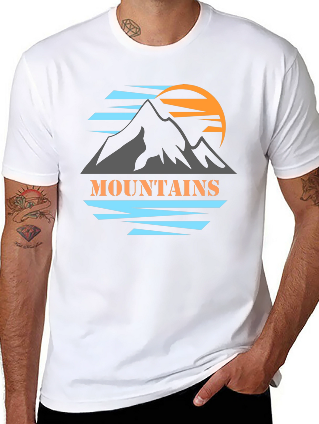 Mountains Graphic Print Black T-Shirt
