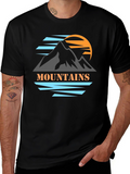 Mountains Graphic Print Black T-Shirt