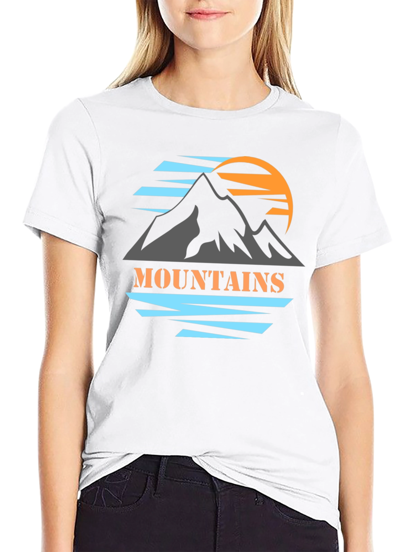 Mountains Graphic Print Black T-Shirt