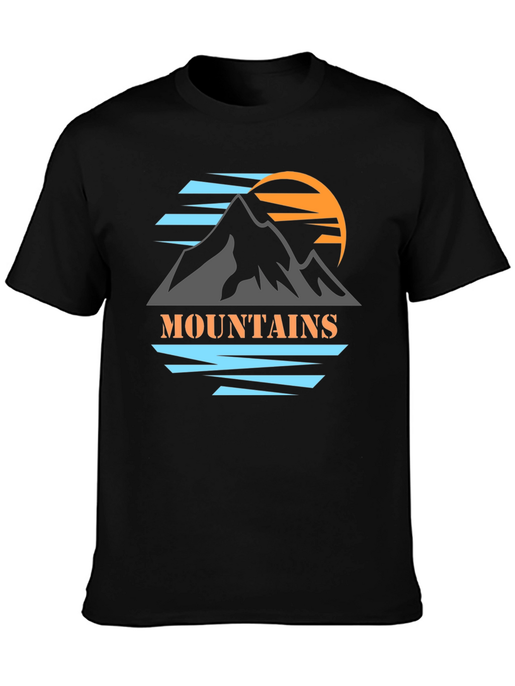 Mountains Graphic Print Black T-Shirt