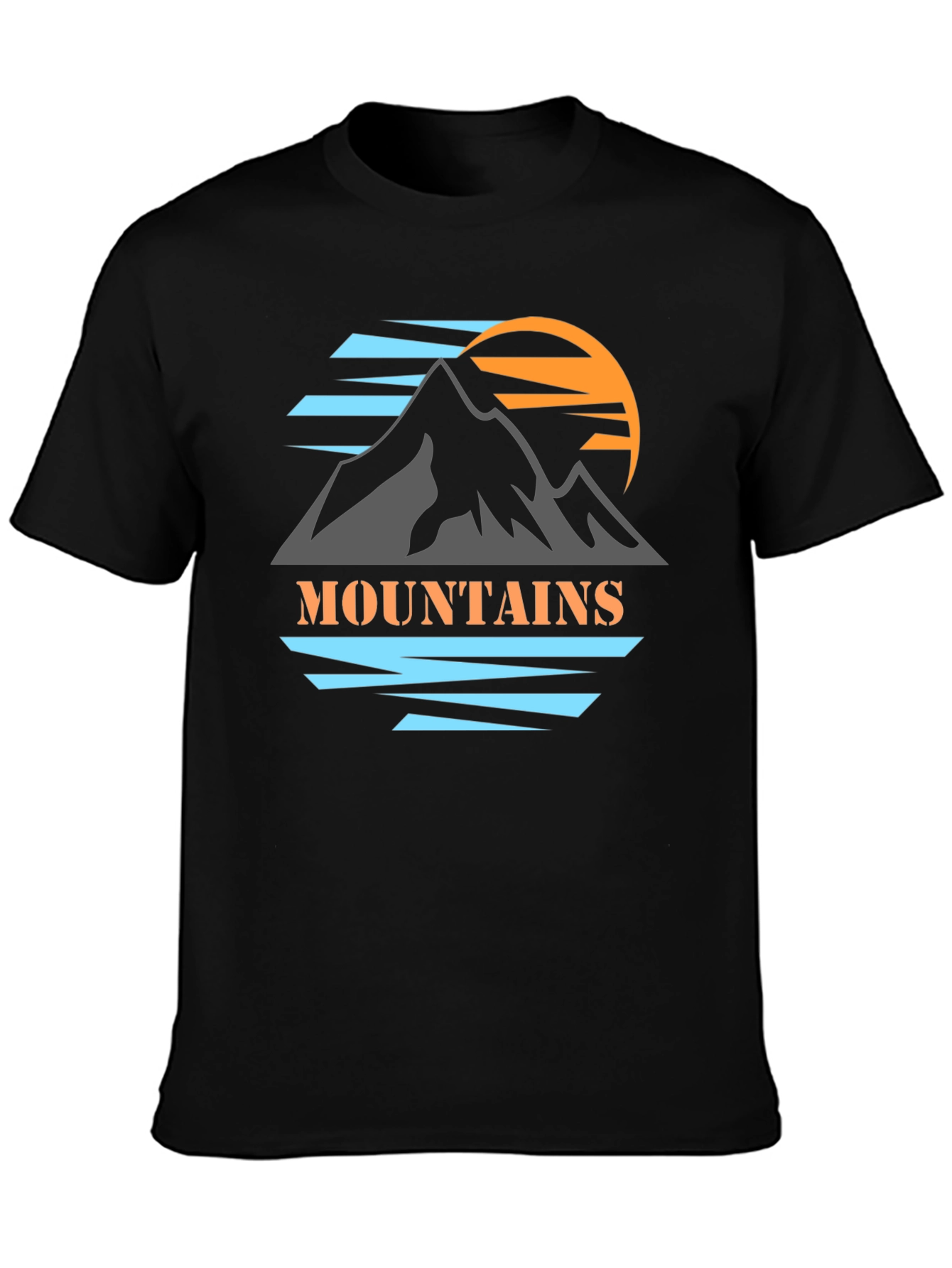 Mountains Graphic Print Black T-Shirt