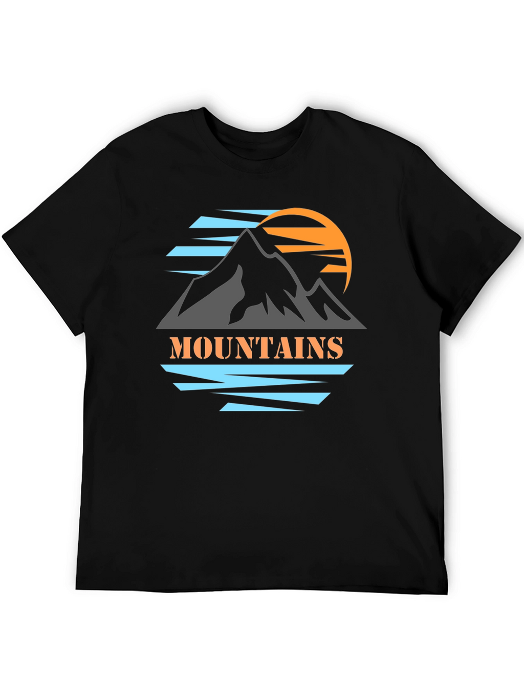 Mountains Graphic Print Black T-Shirt