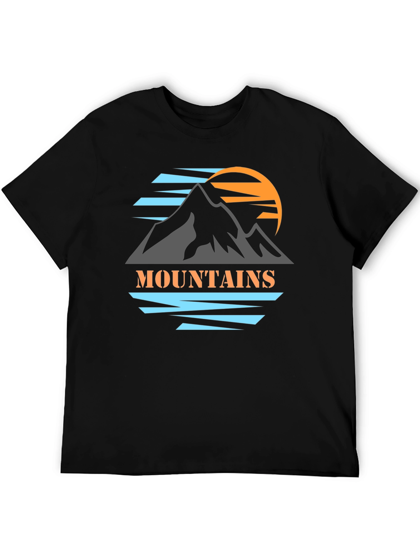 Mountains Graphic Print Black T-Shirt