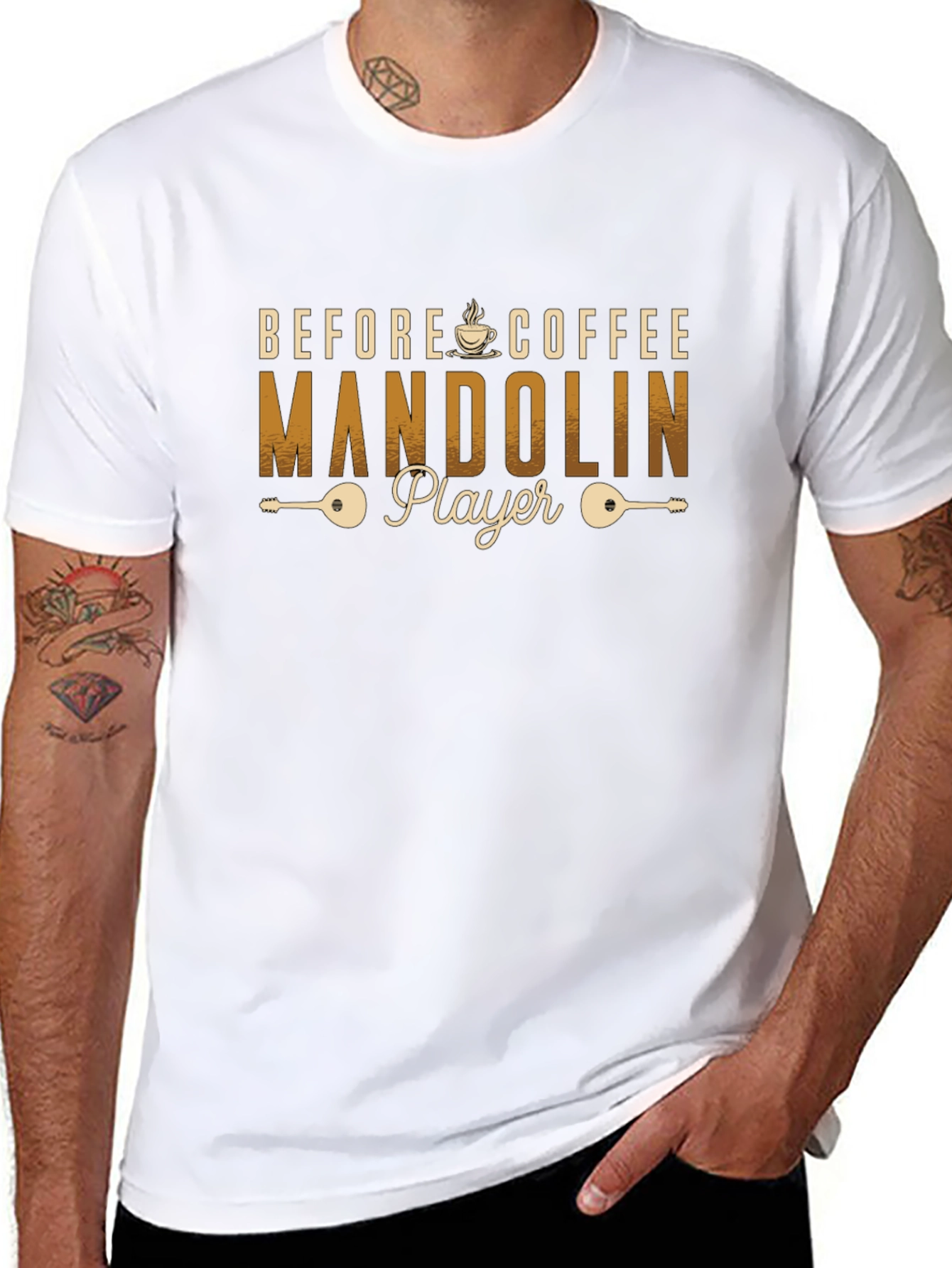 Before Coffee Mandolin Player T-Shirt