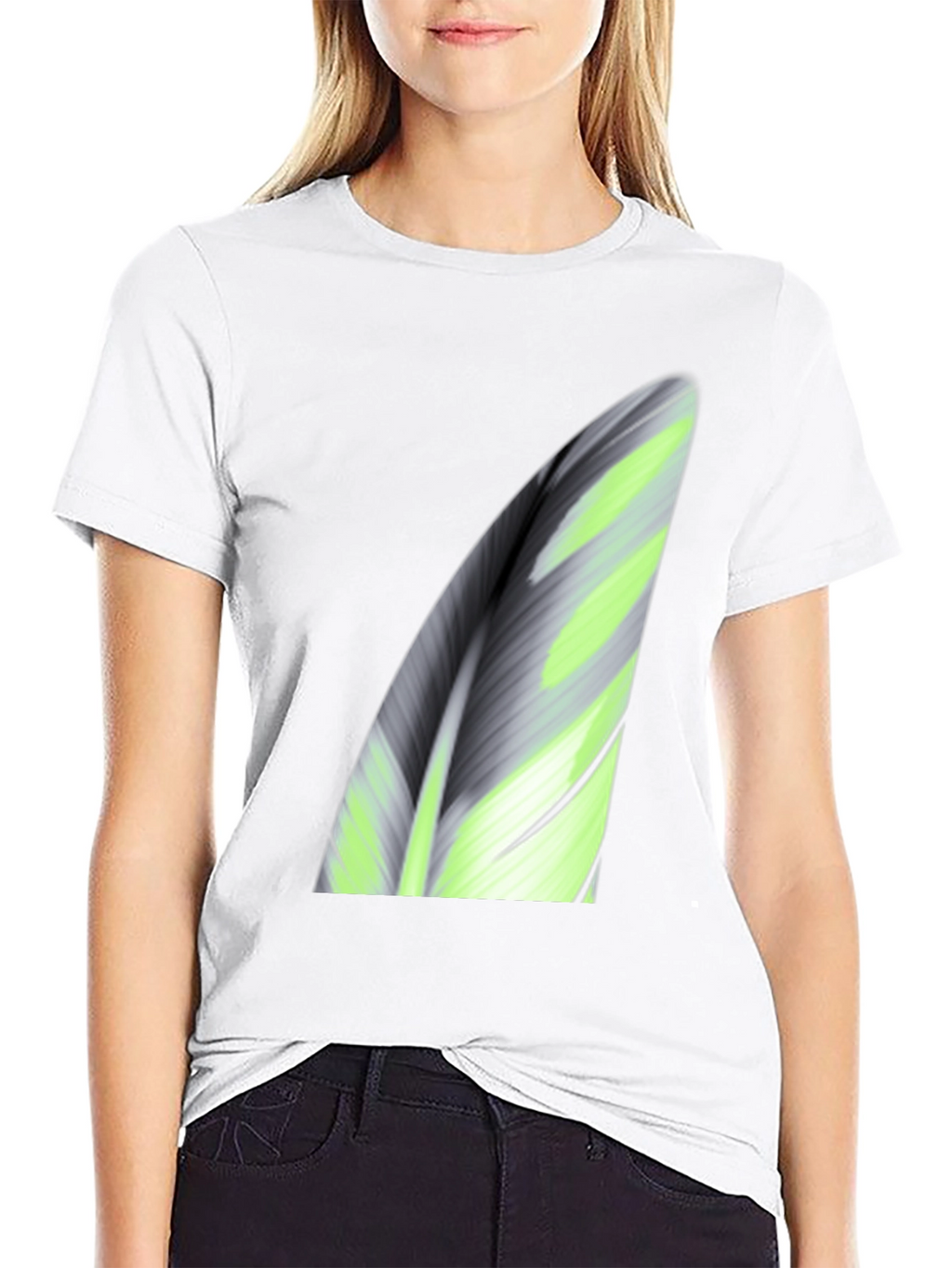 Abstract Leaf Print Black T-Shirt