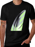Abstract Leaf Print Black T-Shirt