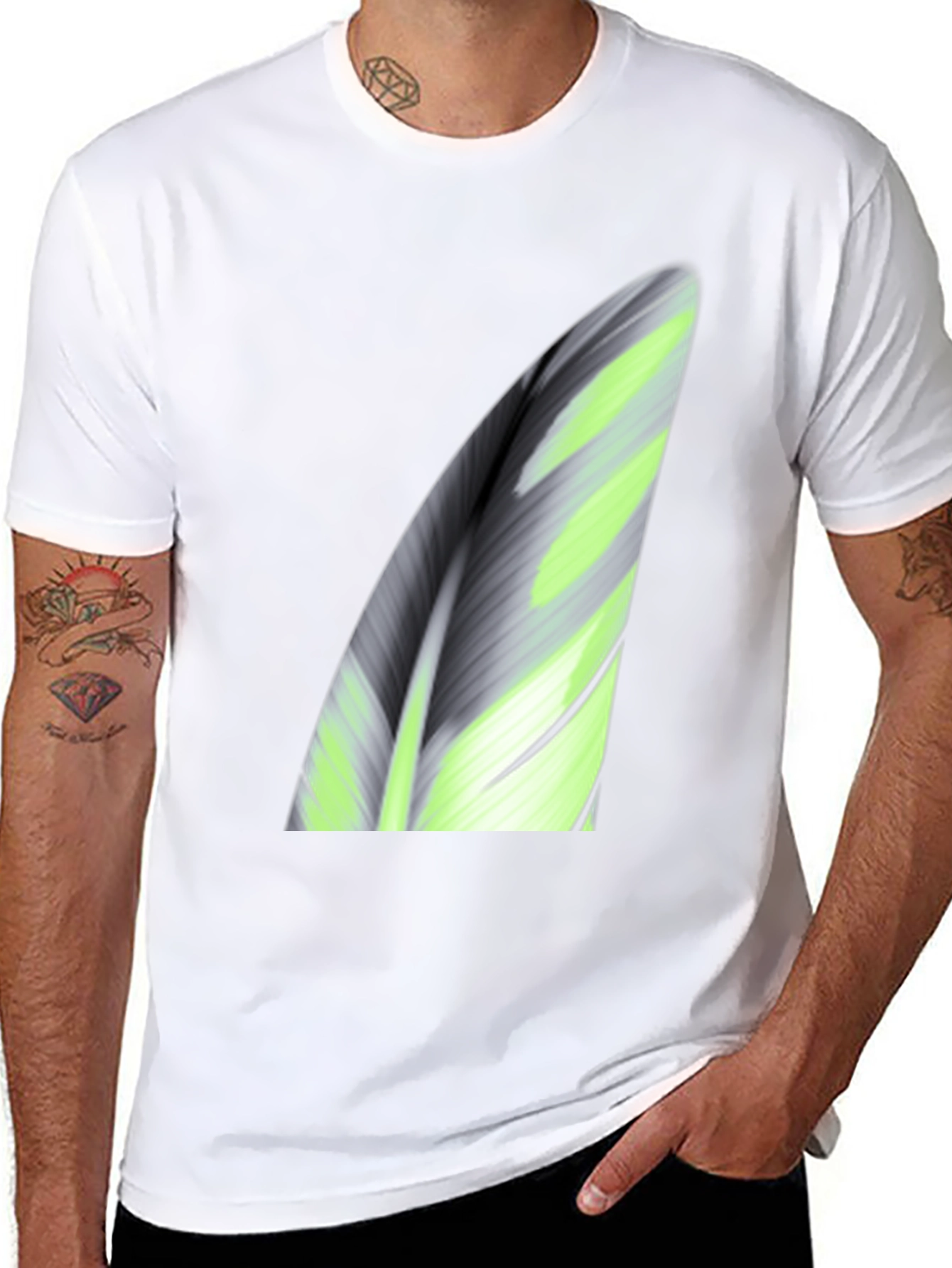 Abstract Leaf Print Black T-Shirt