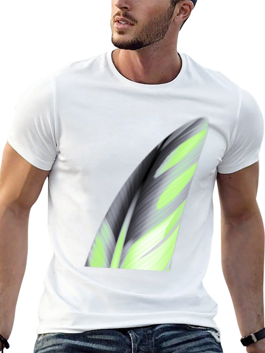 Abstract Leaf Print Black T-Shirt