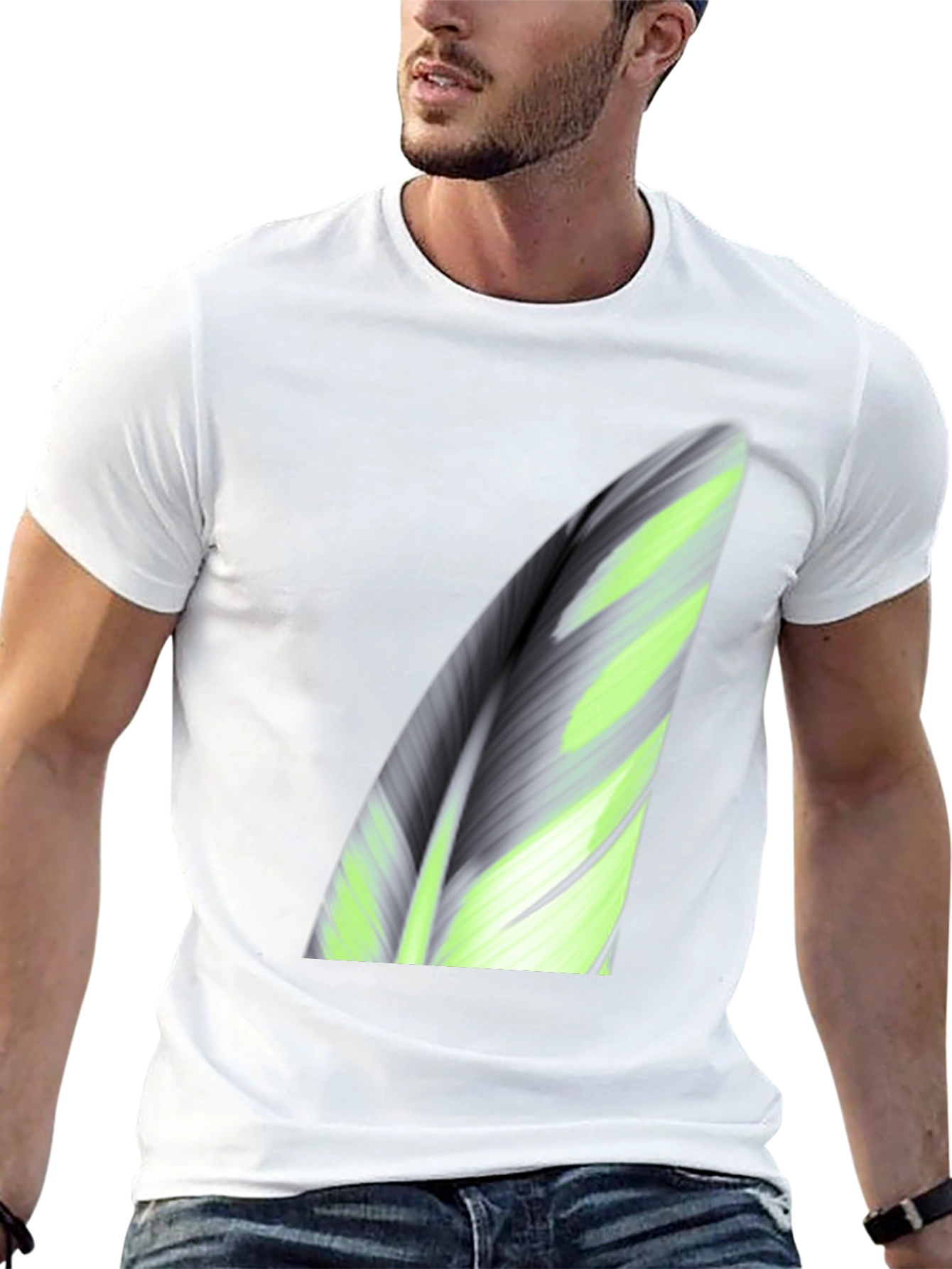 Abstract Leaf Print Black T-Shirt