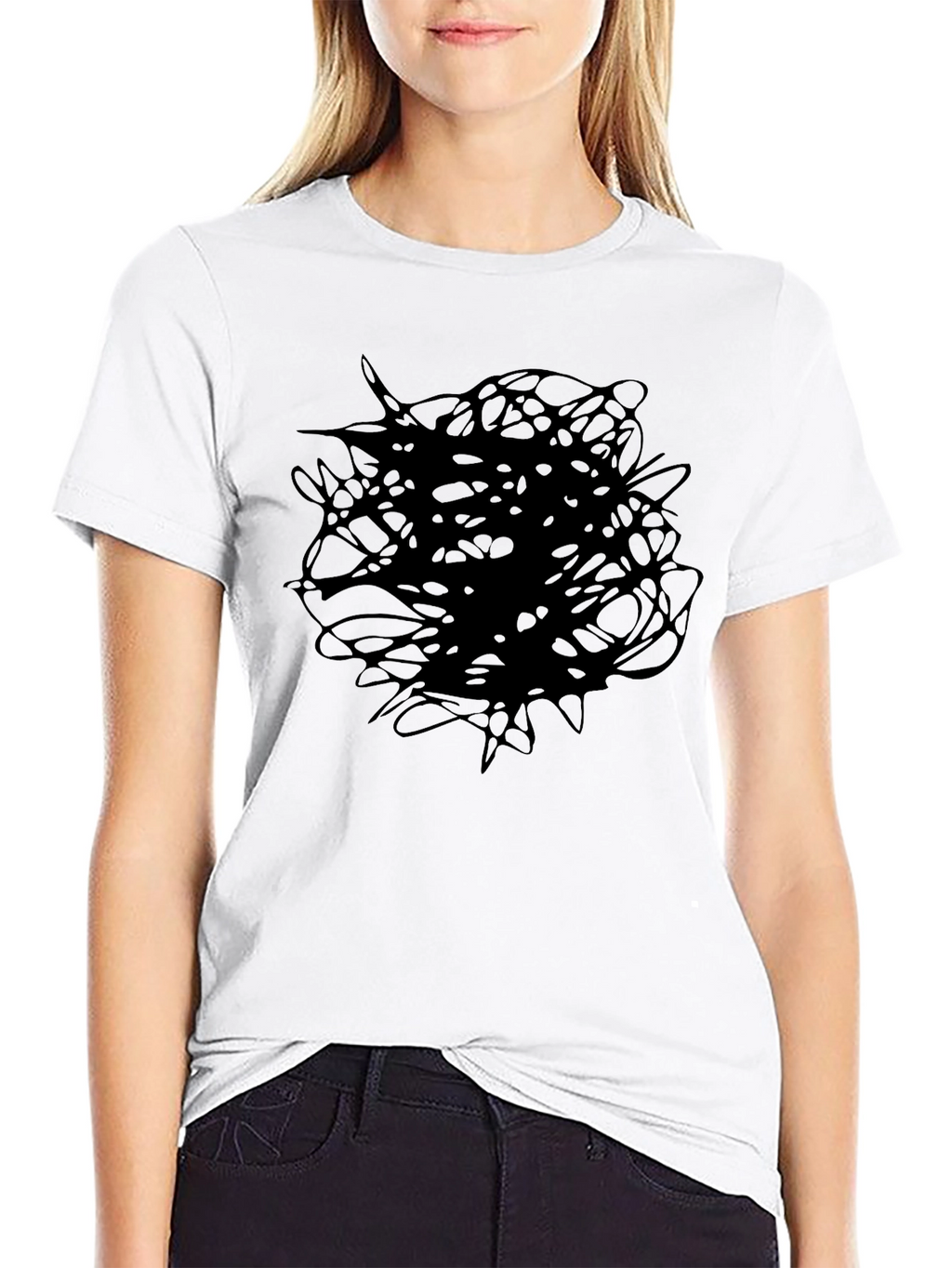 Abstract Scribble Graphic Tee - Black Crew Neck