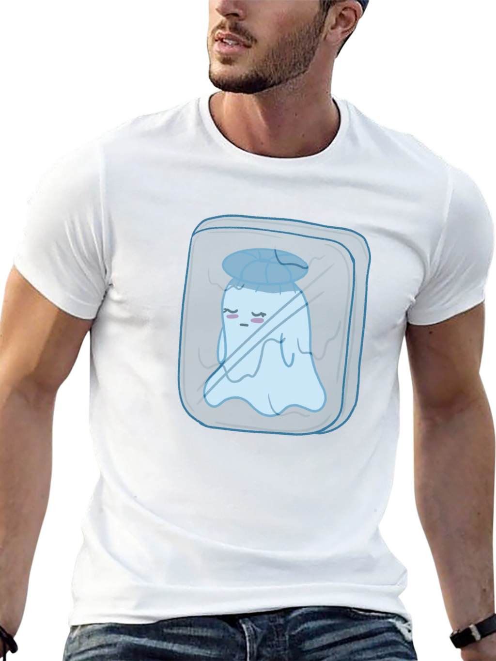 Sad Ghost in Ice Cube Graphic Tee