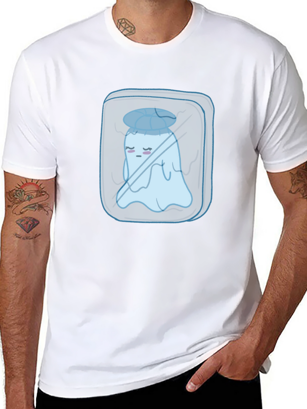 Sad Ghost in Ice Cube Graphic Tee