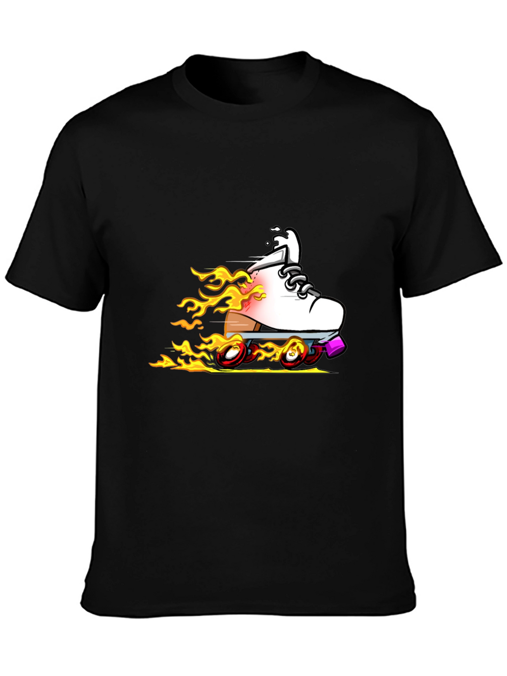 Fiery Roller Skate Graphic T-Shirt - Black