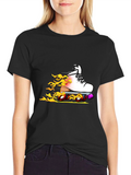 Fiery Roller Skate Graphic T-Shirt - Black
