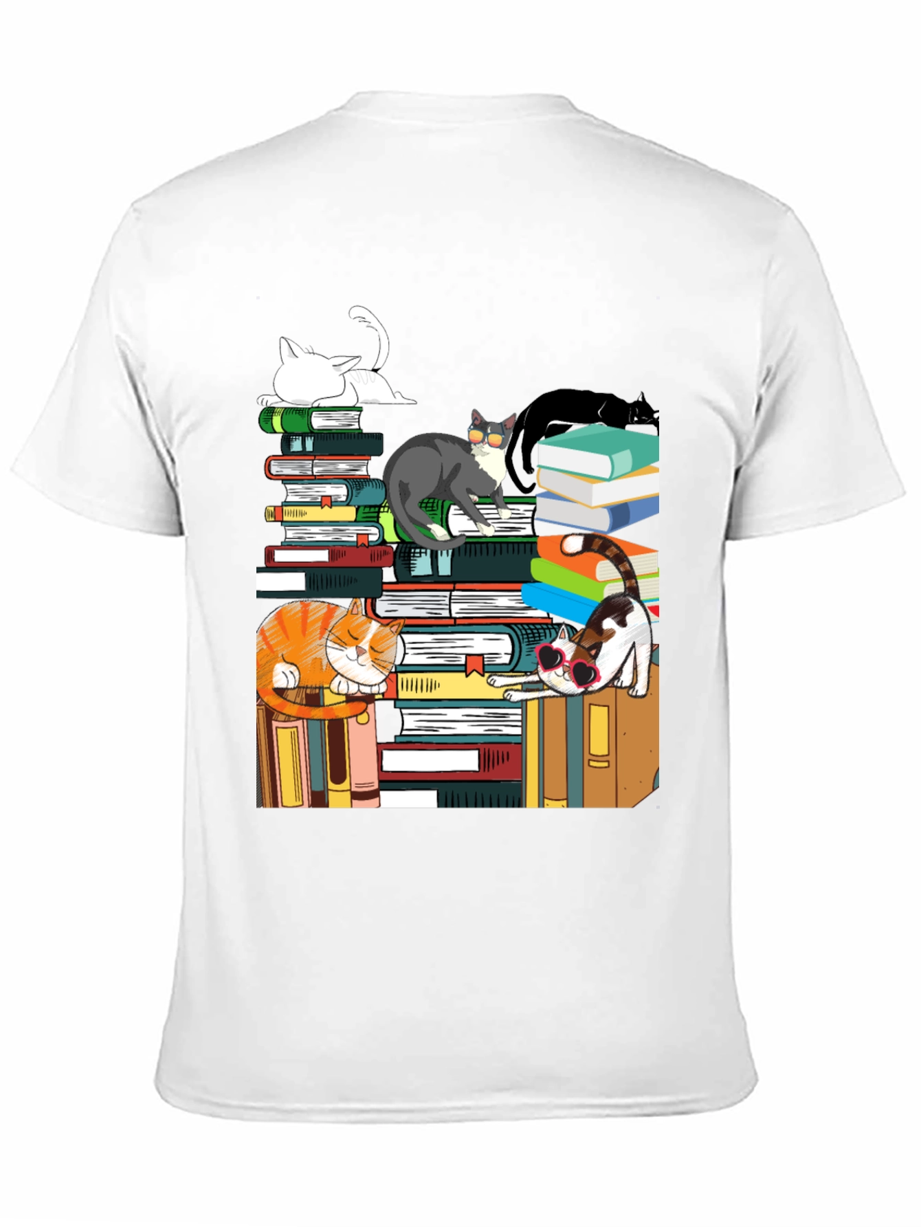 Cats on Books T-Shirt - Cute Graphic Tee