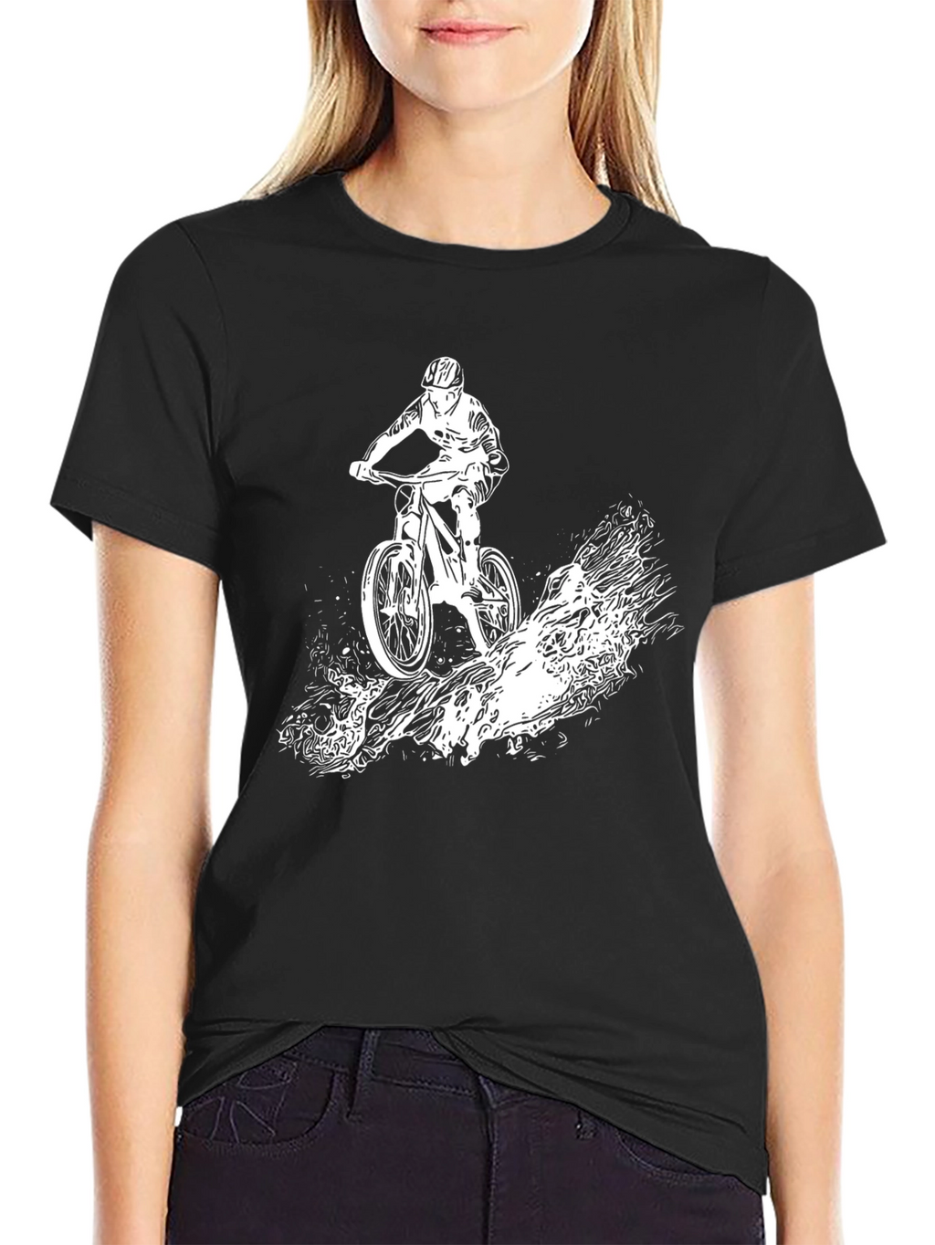 Mountain Biker Graphic Tee - Black Cotton T-Shirt